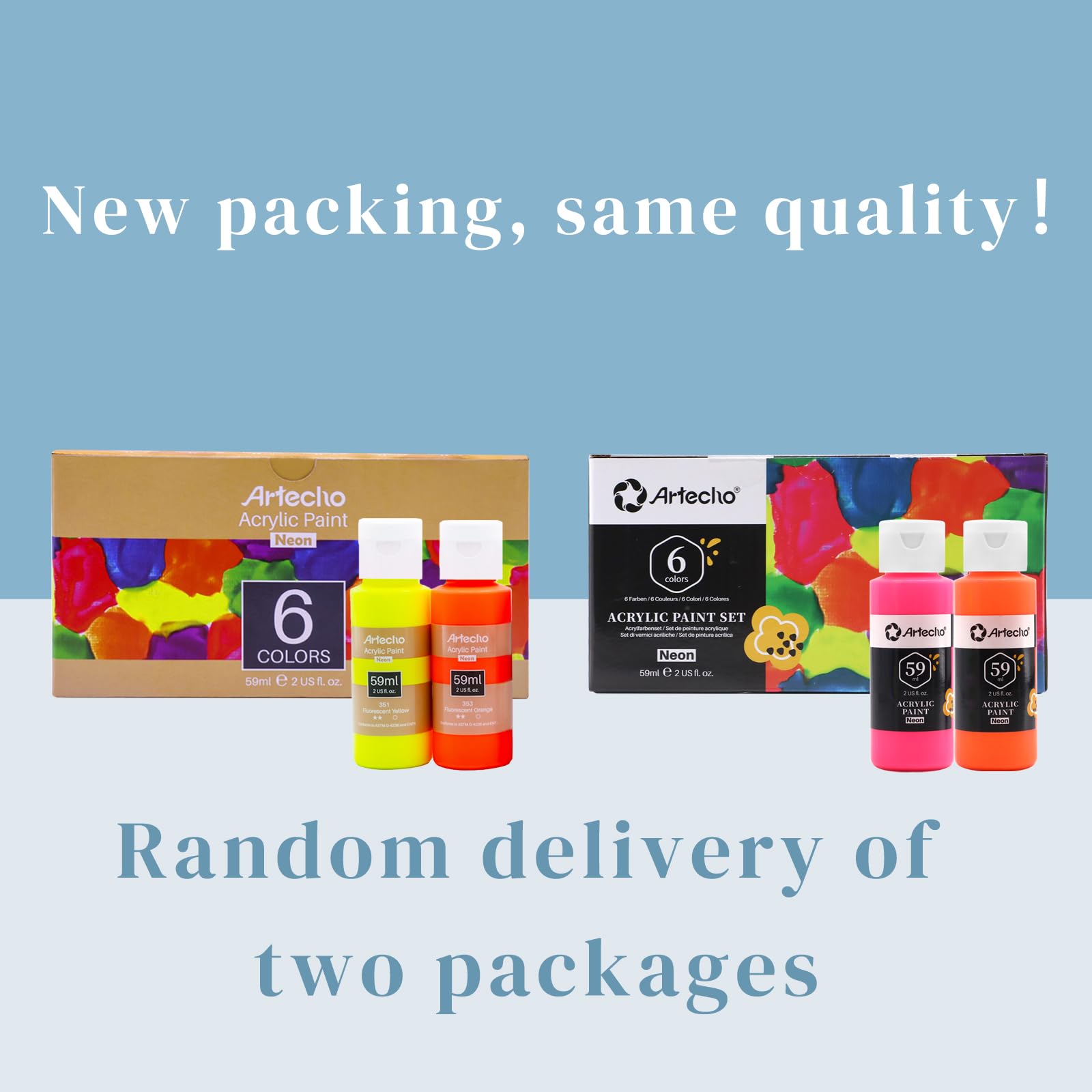 Glow in the Dark Acrylic Paint, 6 Colors (59ml / 2oz)