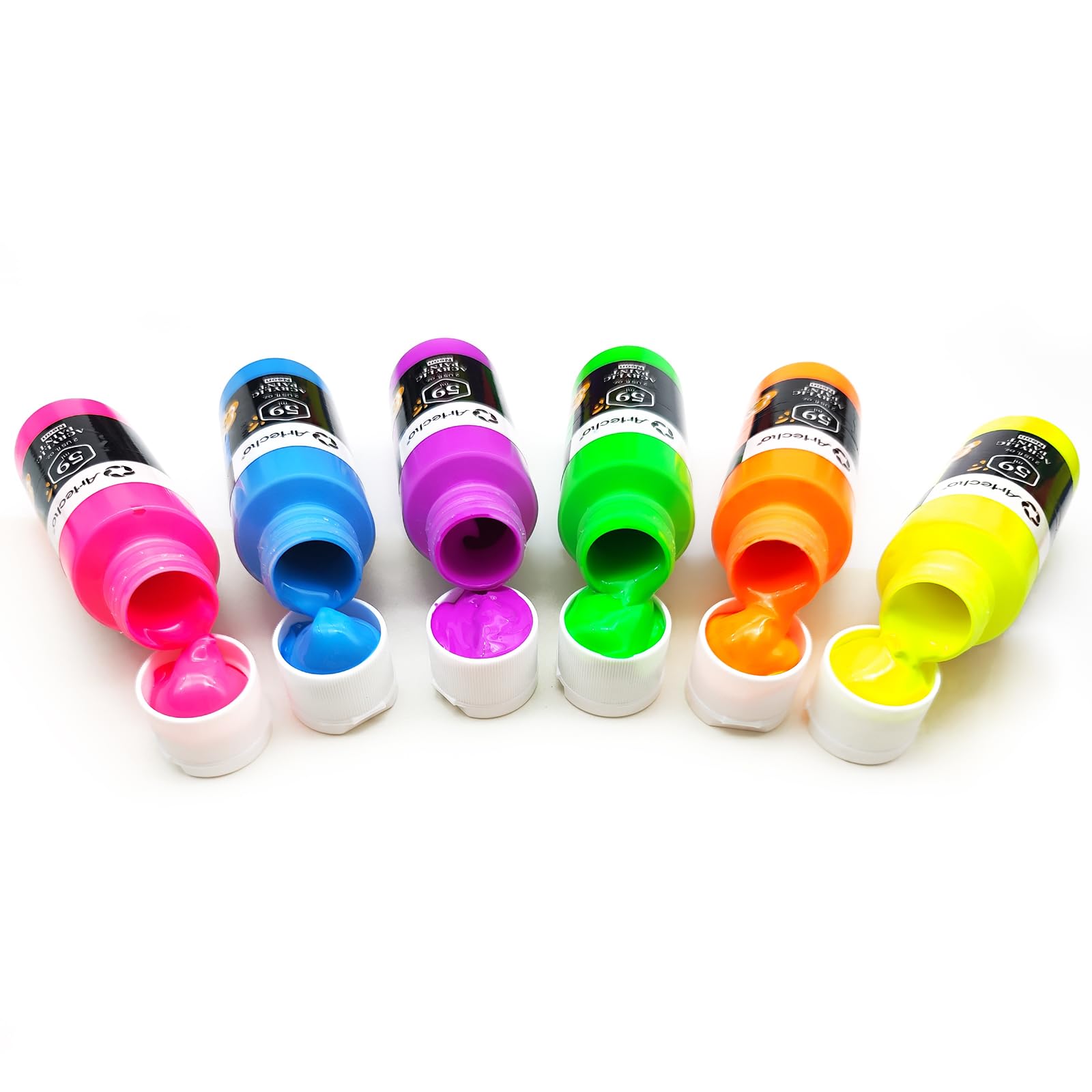 Glow in the Dark Acrylic Paint, 6 Colors (59ml / 2oz)