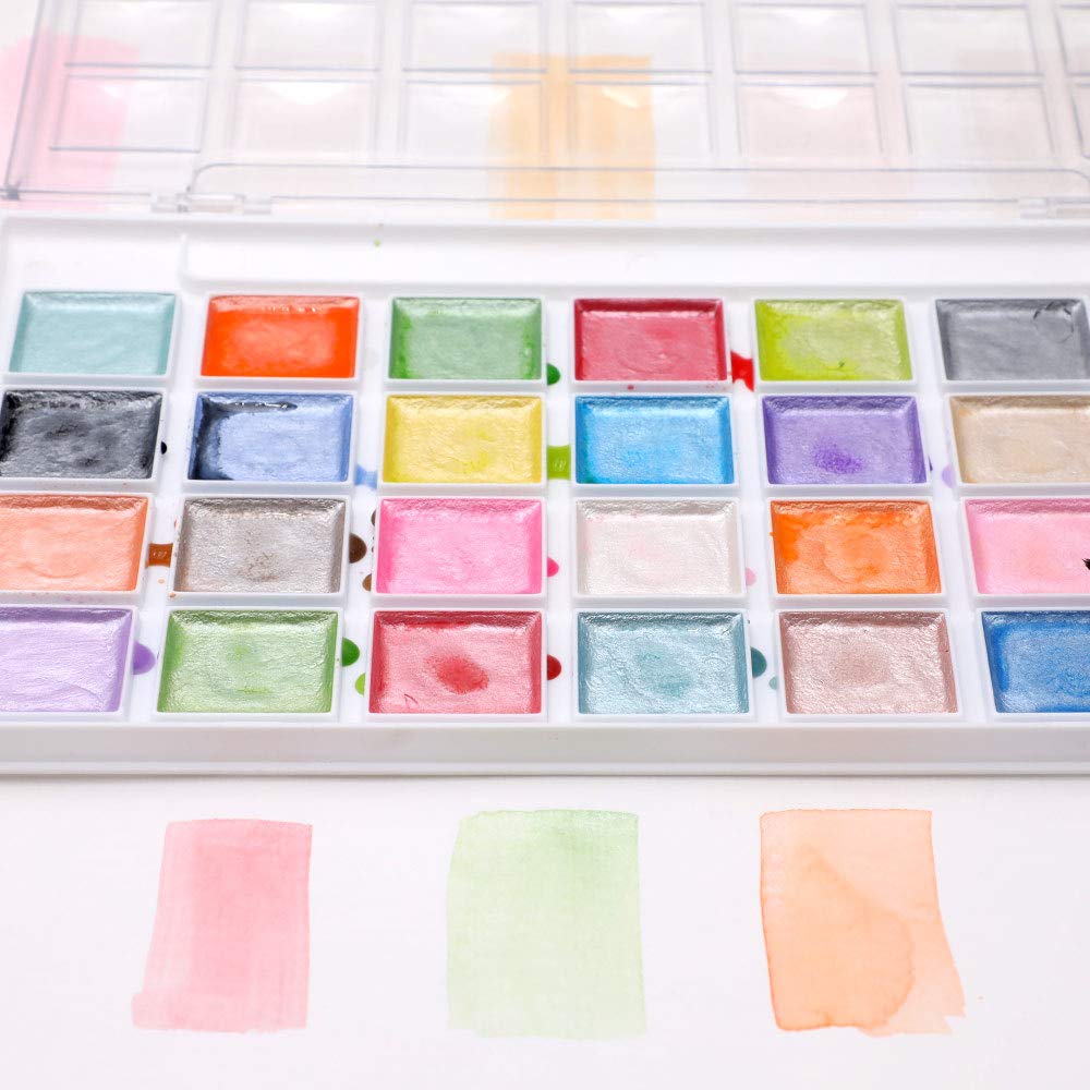 Metallic Watercolor Paint Set, 28 Glitter Colors