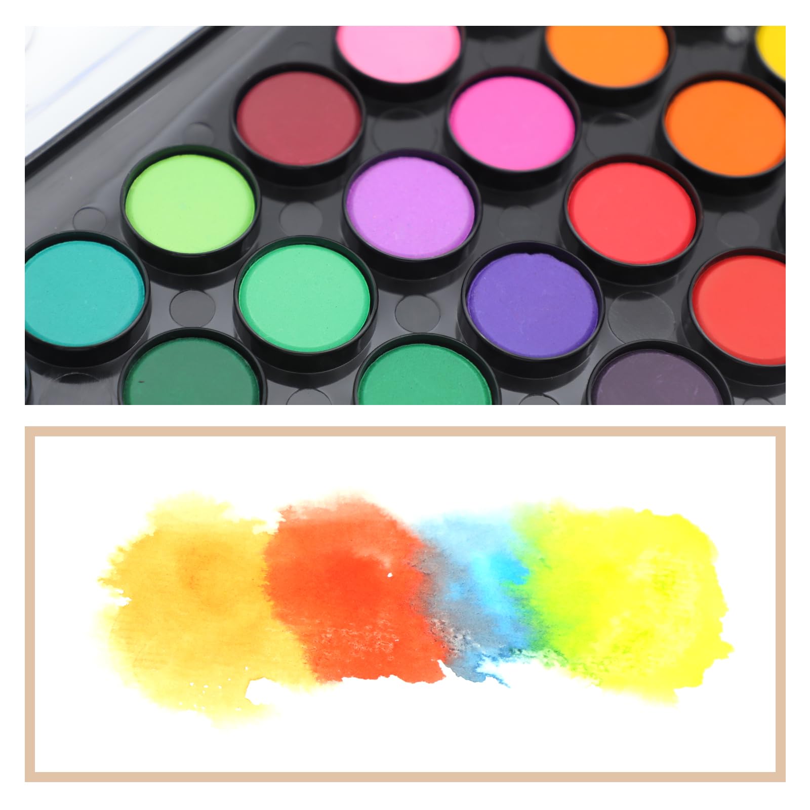 Watercolor Paint Set with Brushes & A5 Pad, 48 Colors