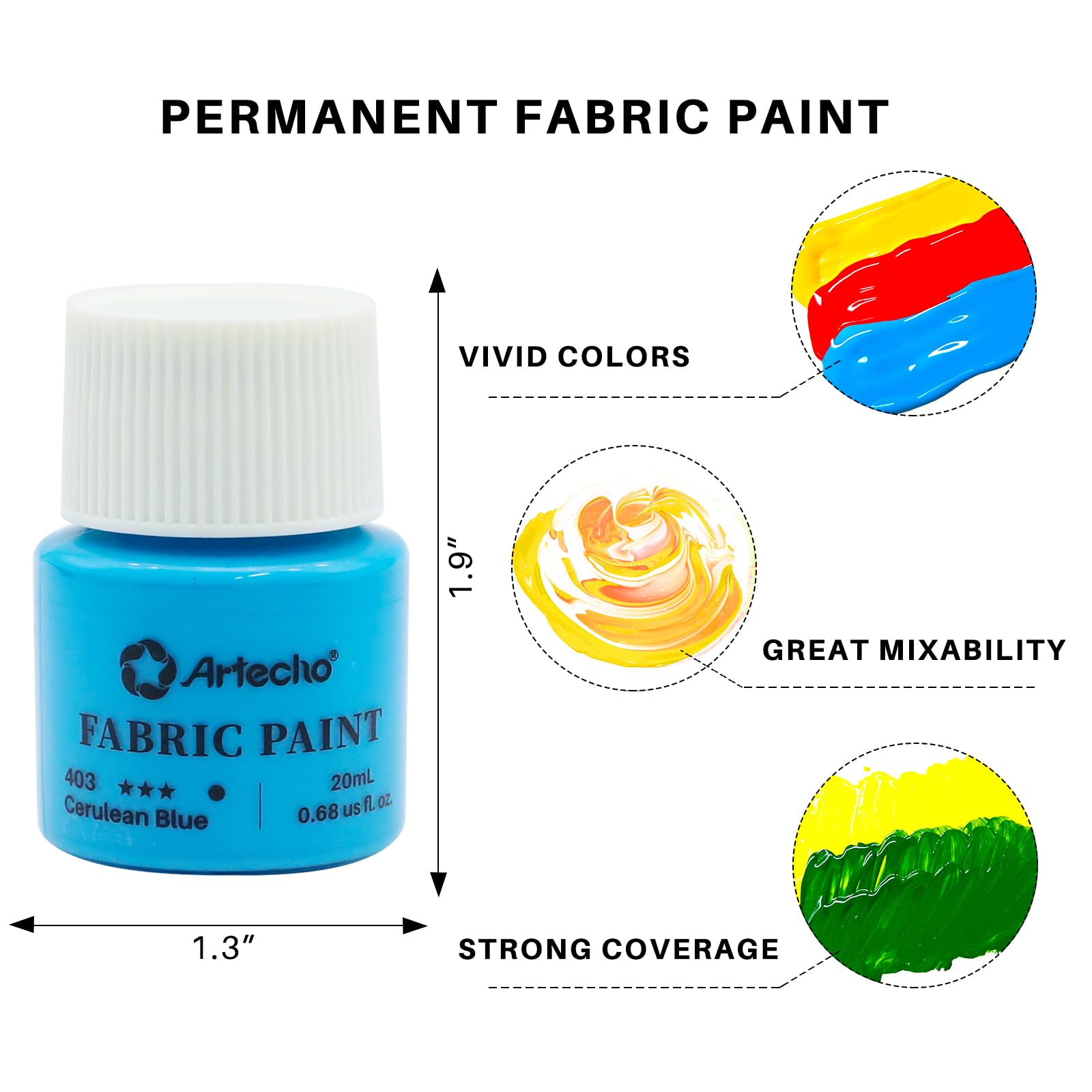 Fabric Paint Set, 8 Colors (20ml / 0.7oz)