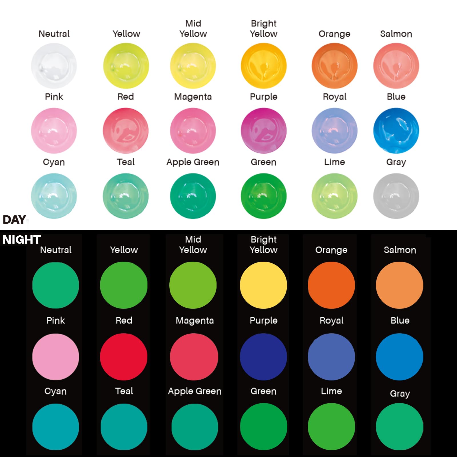 Acrylic Paint 0.37oz Neon Set #Size_18 Colors Glow in the Dark (11ml)