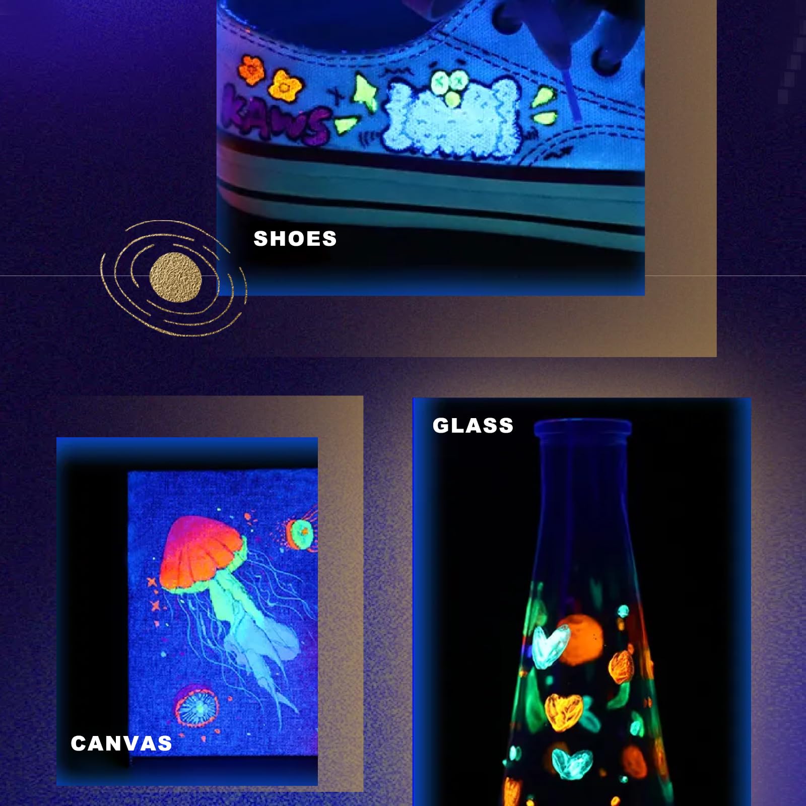 Glow in the Dark Acrylic Paint, 6 Colors (11ml / 0.37oz)