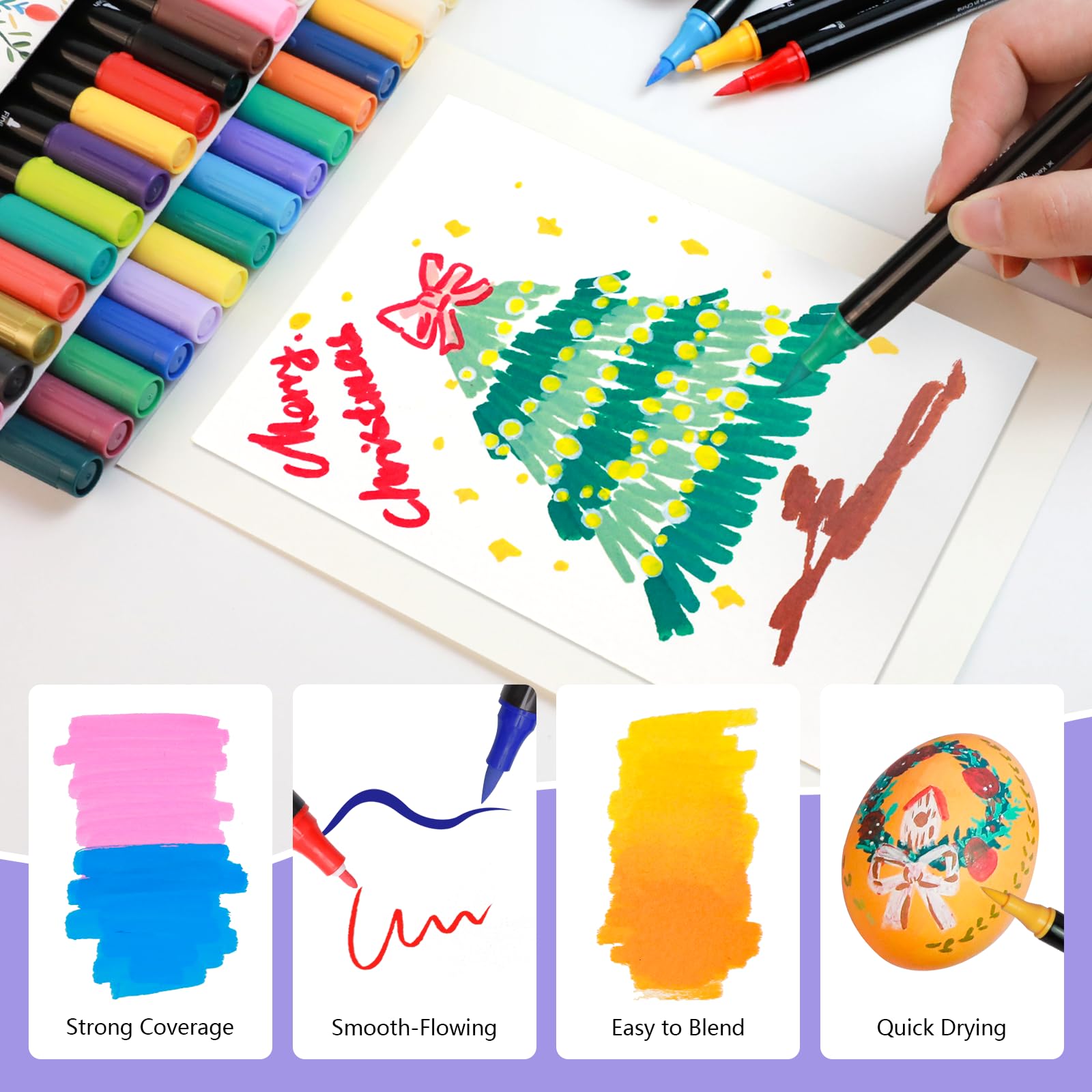 Dual Tip Acrylic Paint Markers, 24 Colors