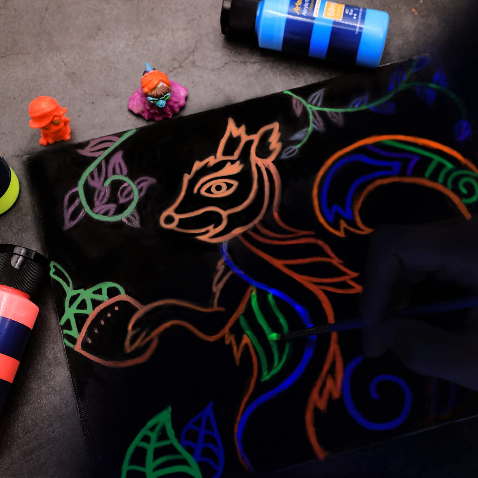 Neon Acrylic Paint, 6 Colors (59ml / 2oz)