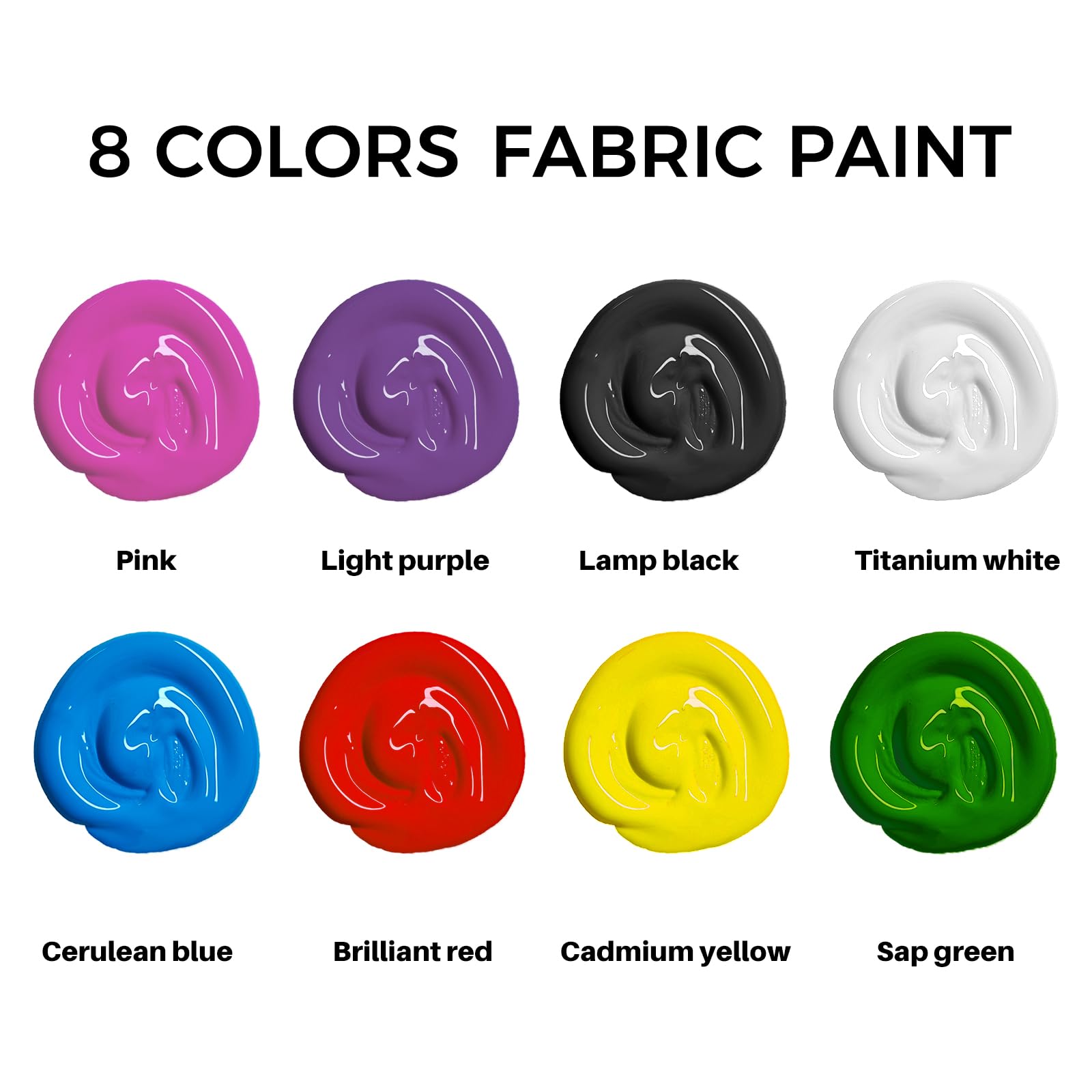Fabric Paint Set, 8 Colors (20ml / 0.7oz)