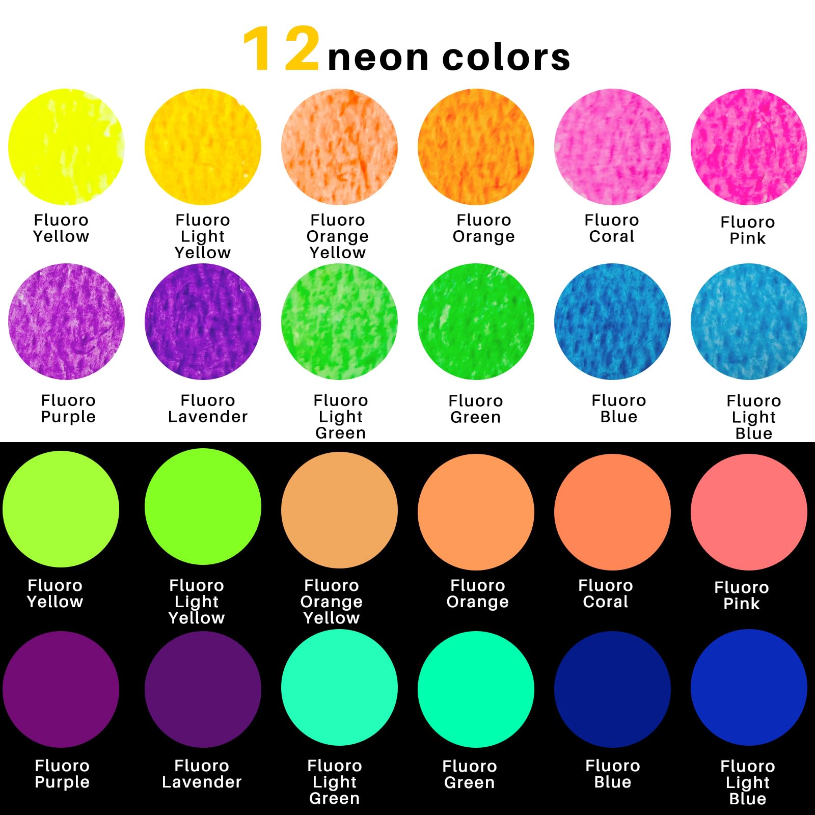 Neon Washable Tempera Paint Sticks, 12 Colors