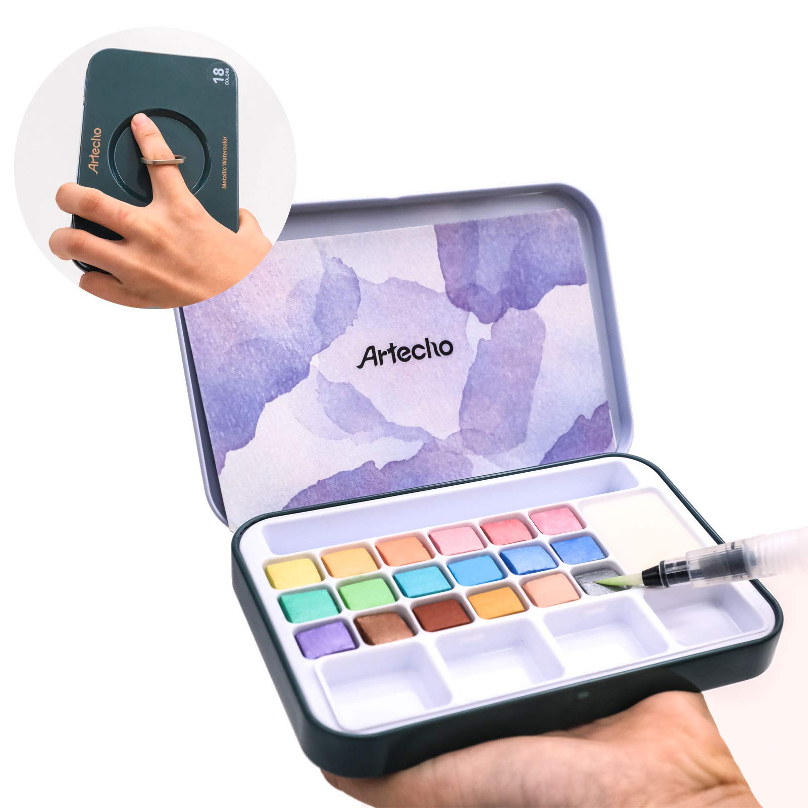Watercolor Paint Set 100 Colors #Size_18 Metallic Colors