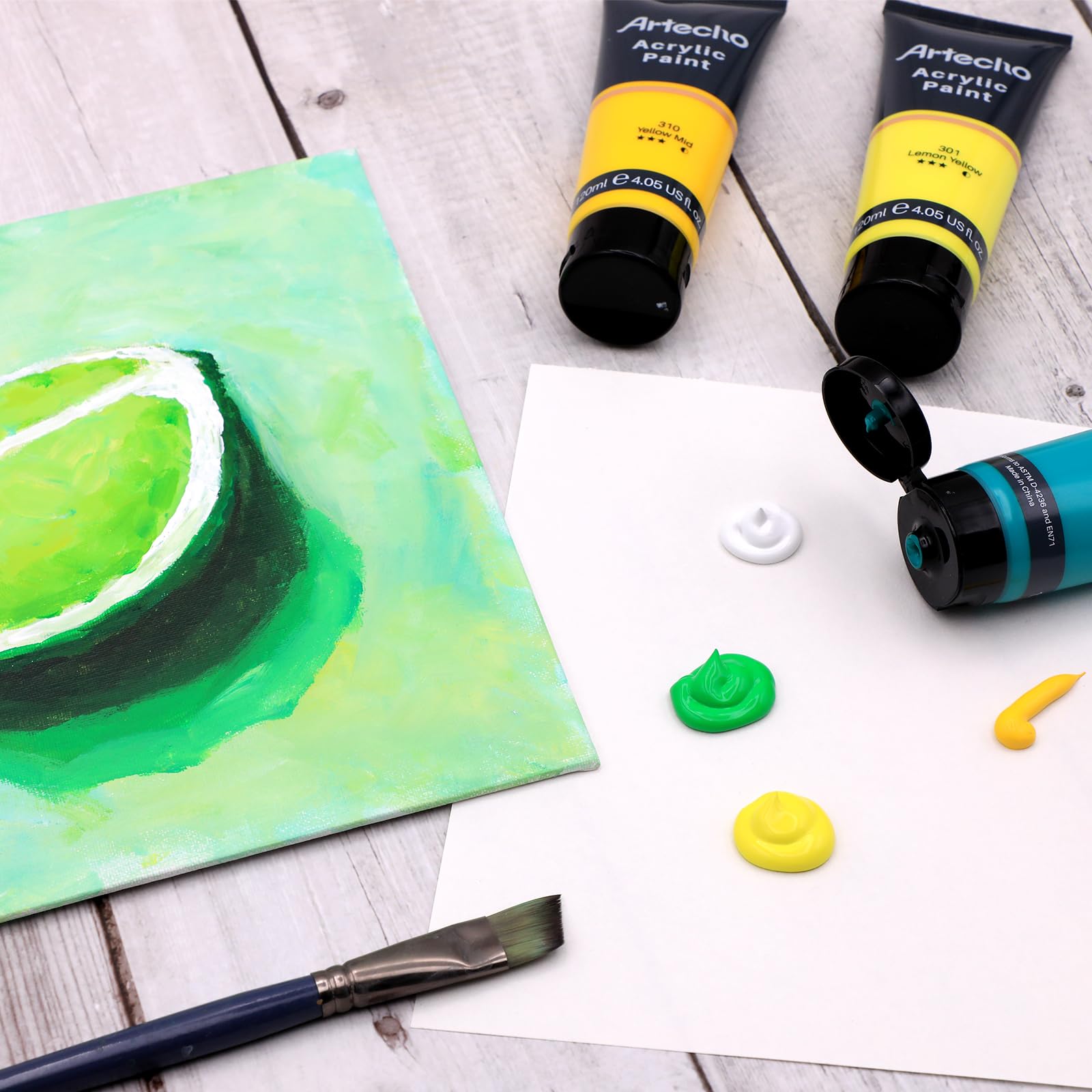 Professional Acrylic Paint Tubes, 20 Primary Colors (120ml / 4.05oz)