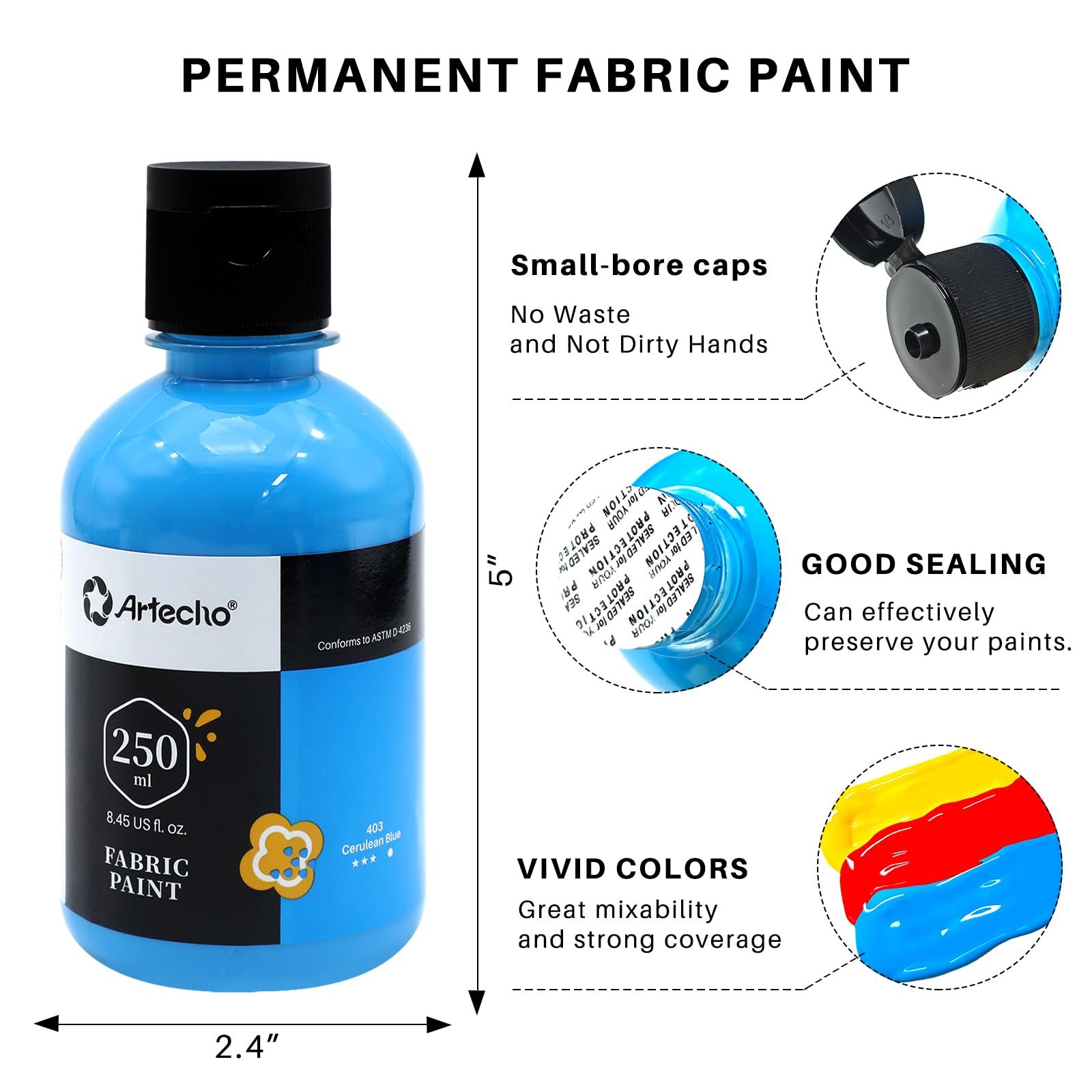 Fabric Paint, Yellow (250ml / 8.45oz)