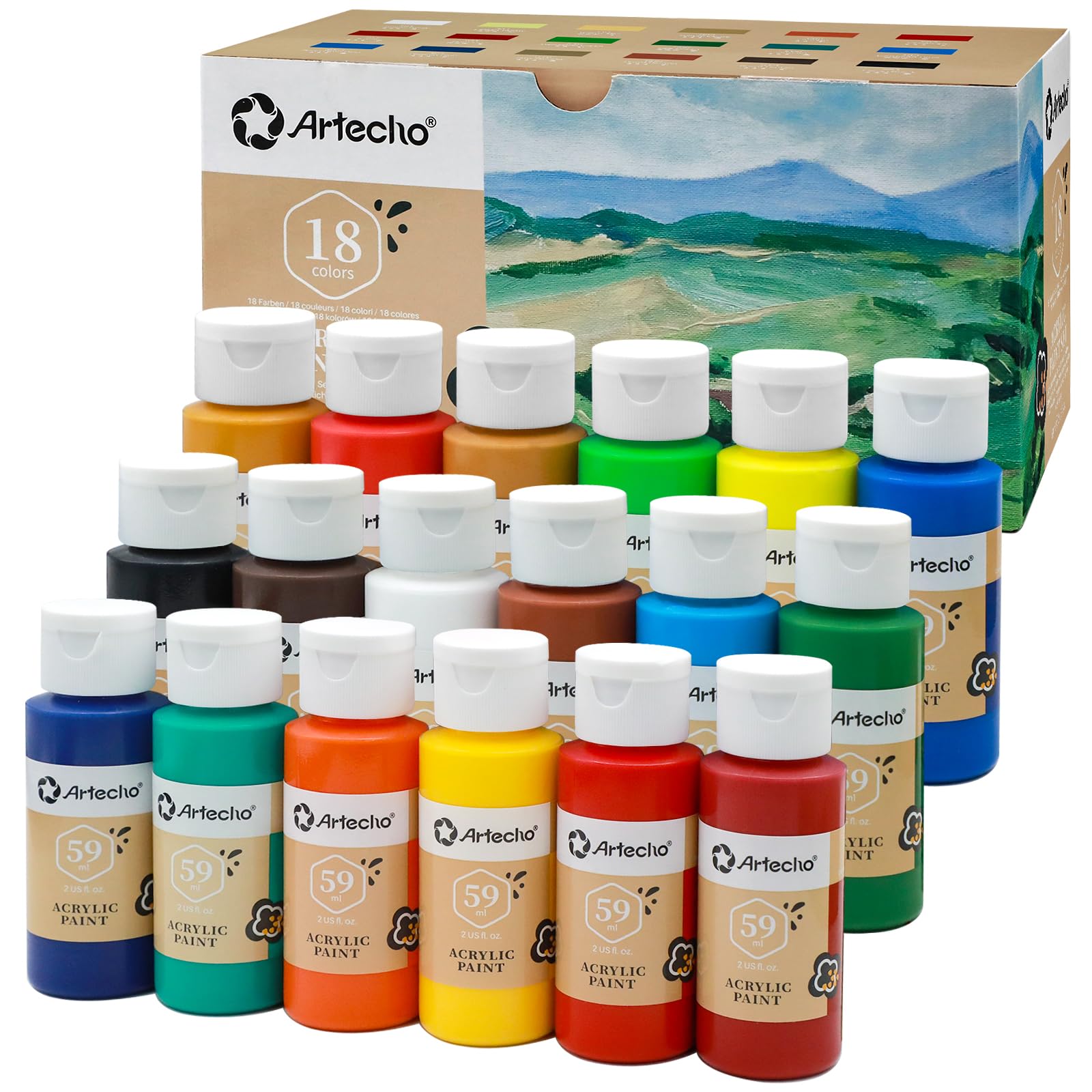 Acrylic Paint 2oz Set #Size_18 Colors (2oz)
