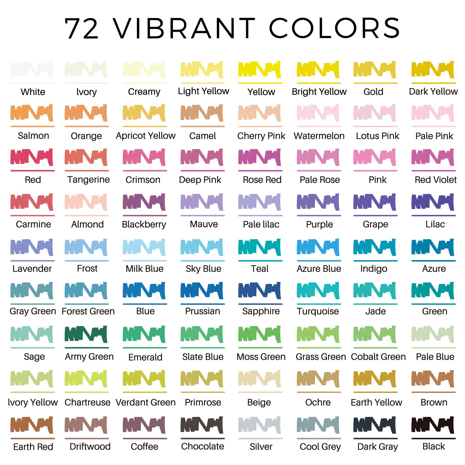 Dual Tip Acrylic Paint Markers, 72 Colors