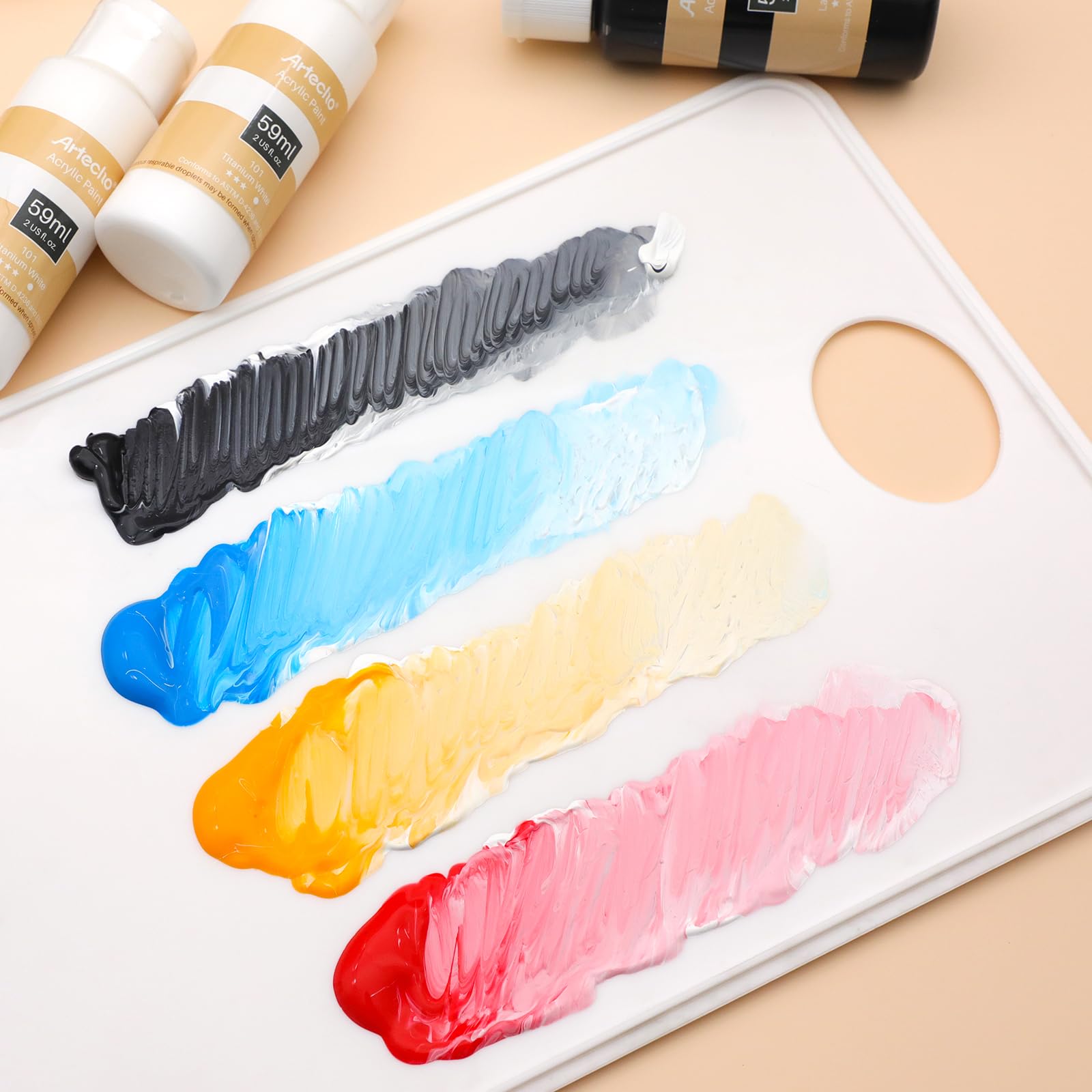 Acrylic Paint 2oz Set #Size_4 PCS Black and White (59ml / 2oz) 4 Pack