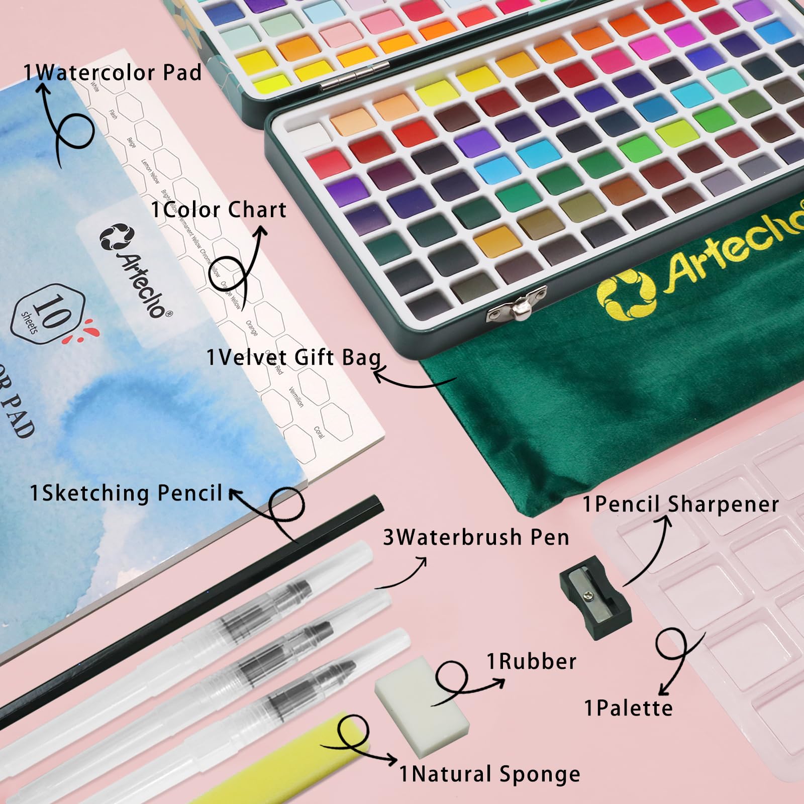 Watercolor Paint Set 100 Colors #Size_168 Colors