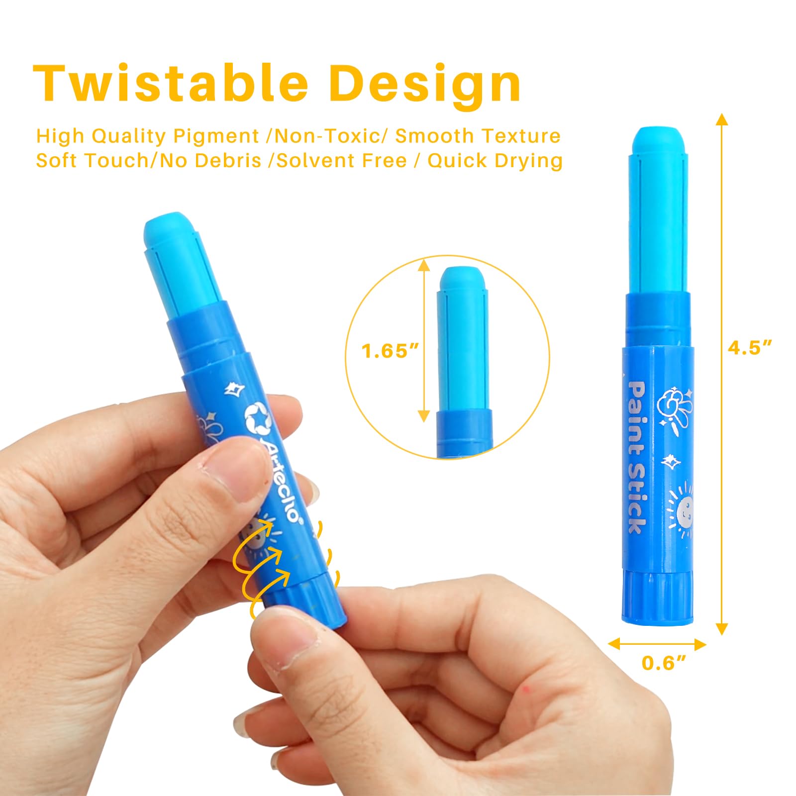 Washable Tempera Paint Sticks, 24 Colors