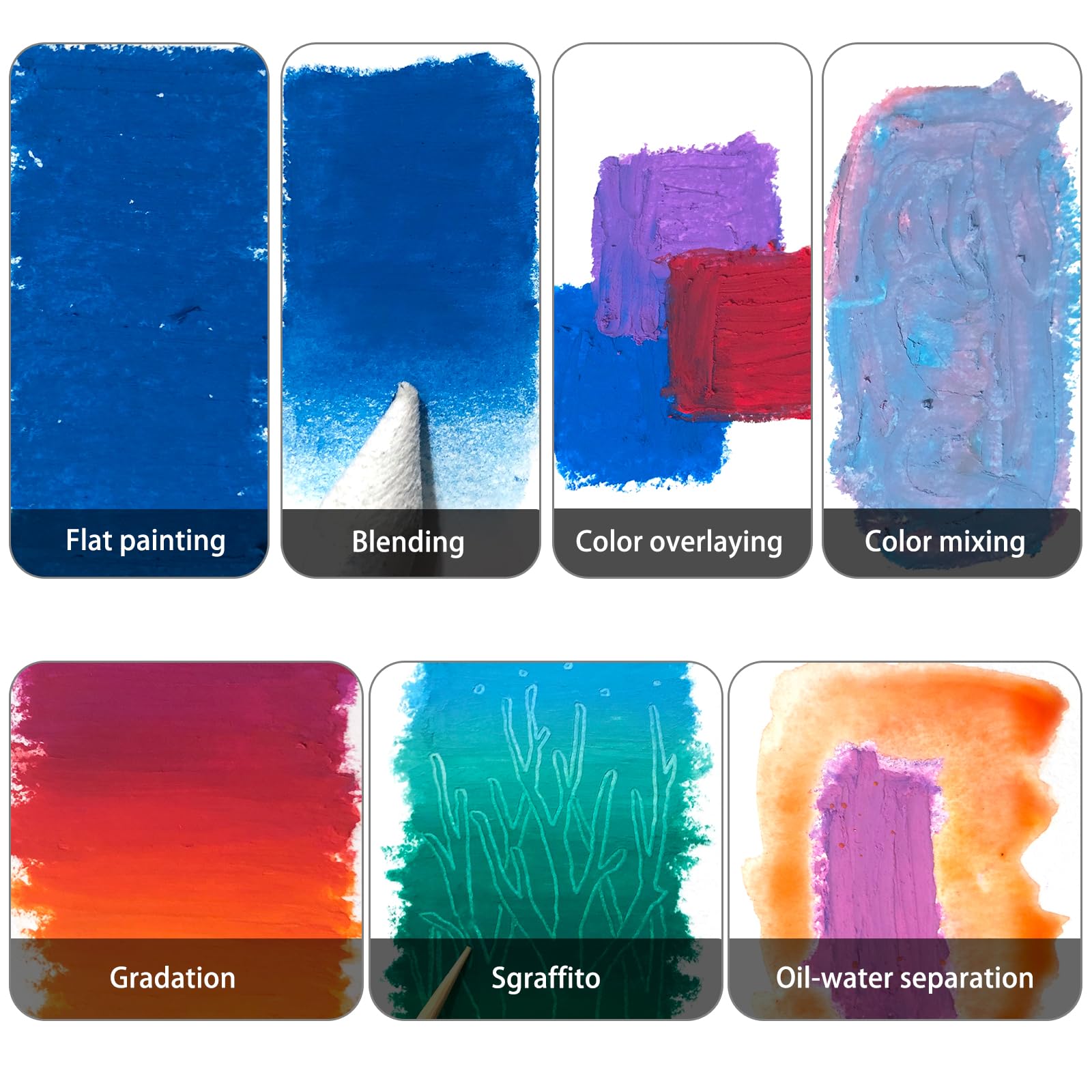 Oil Pastel Set 8mm #Size_8x60mm 12 PCS White and Black