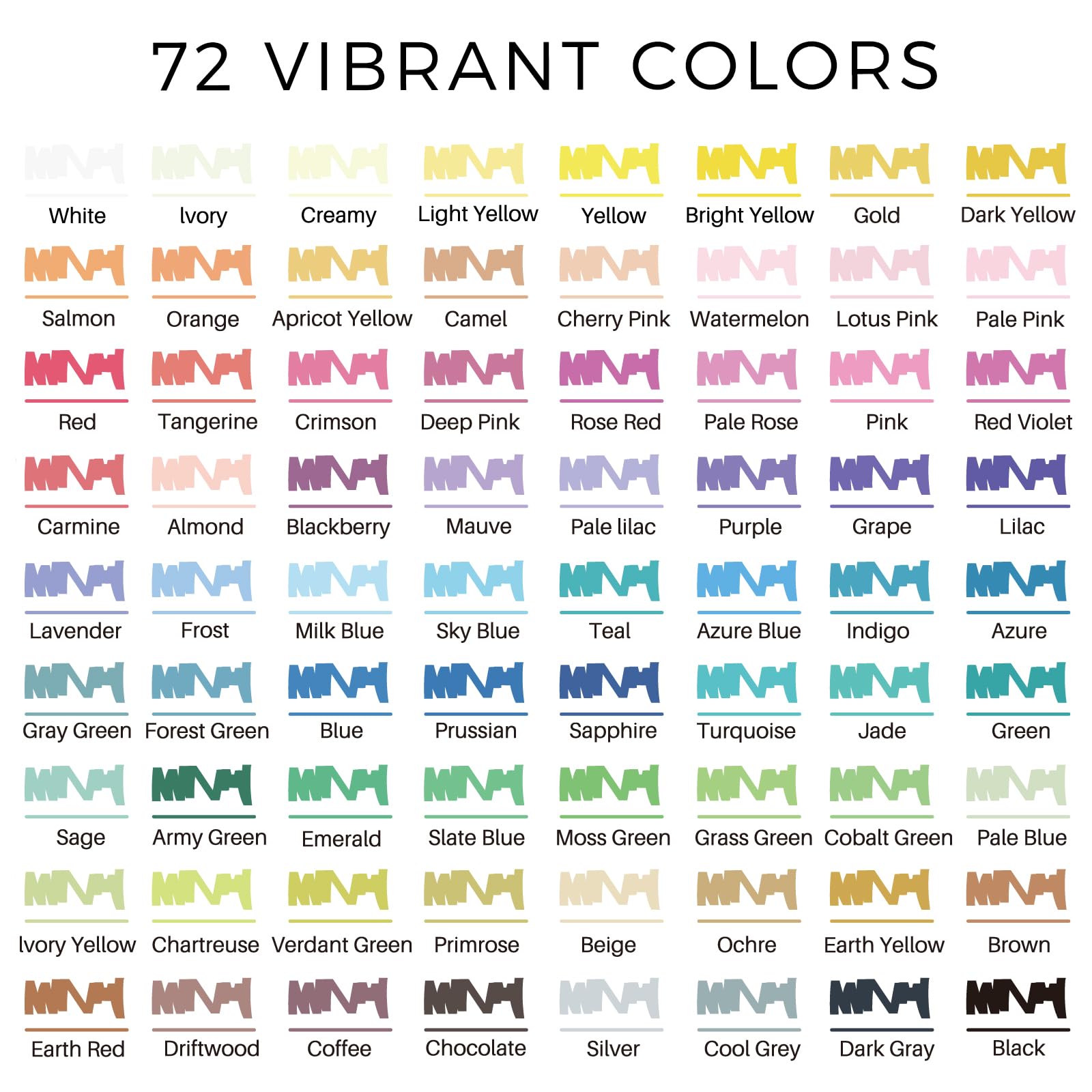 Dual Tip Acrylic Paint Markers with Bag, 72 Colors