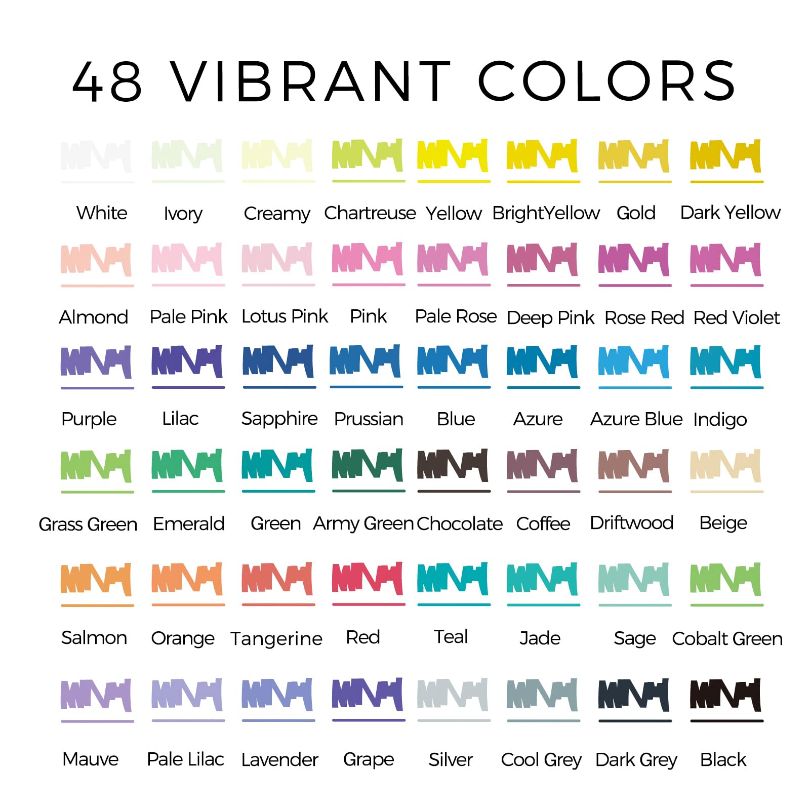 Dual Tip Acrylic Paint Markers, 48 Colors