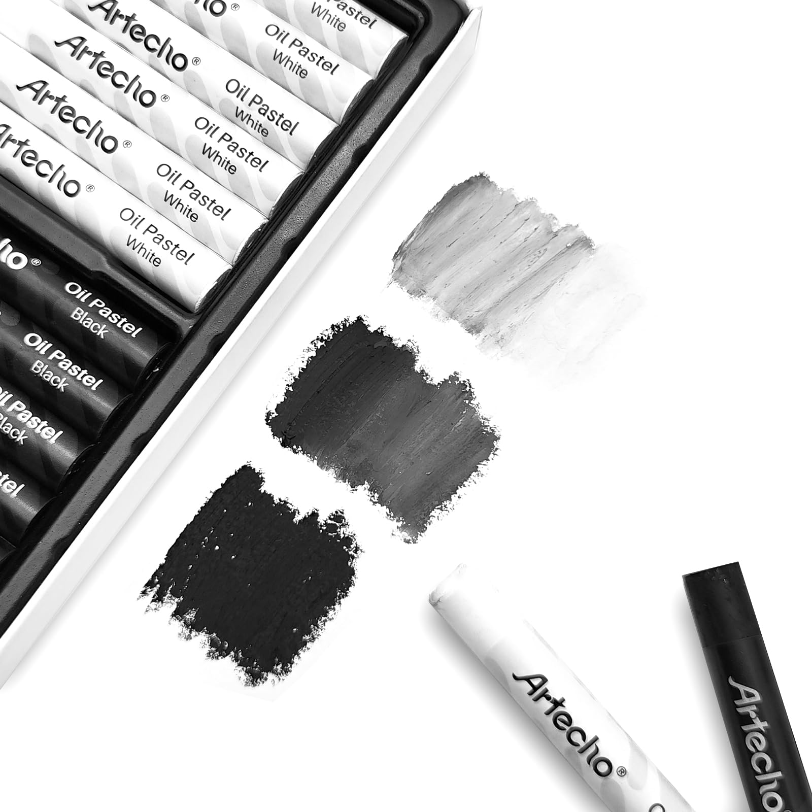 Oil Pastel Set #Size_10x70mm 12 PCS White and Black