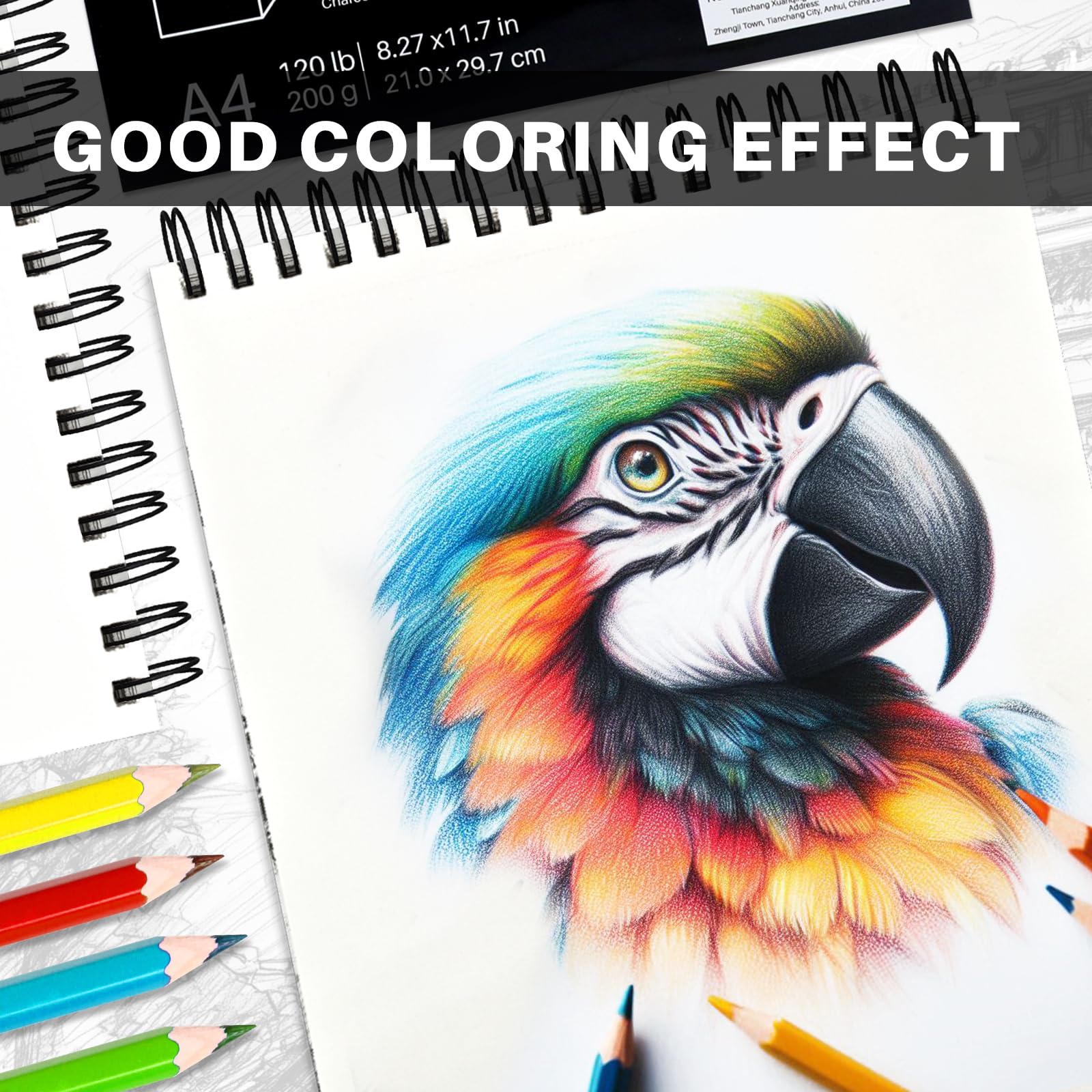 Hardcover Spiral Sketch Book, A4, 50 Sheets (300gsm)