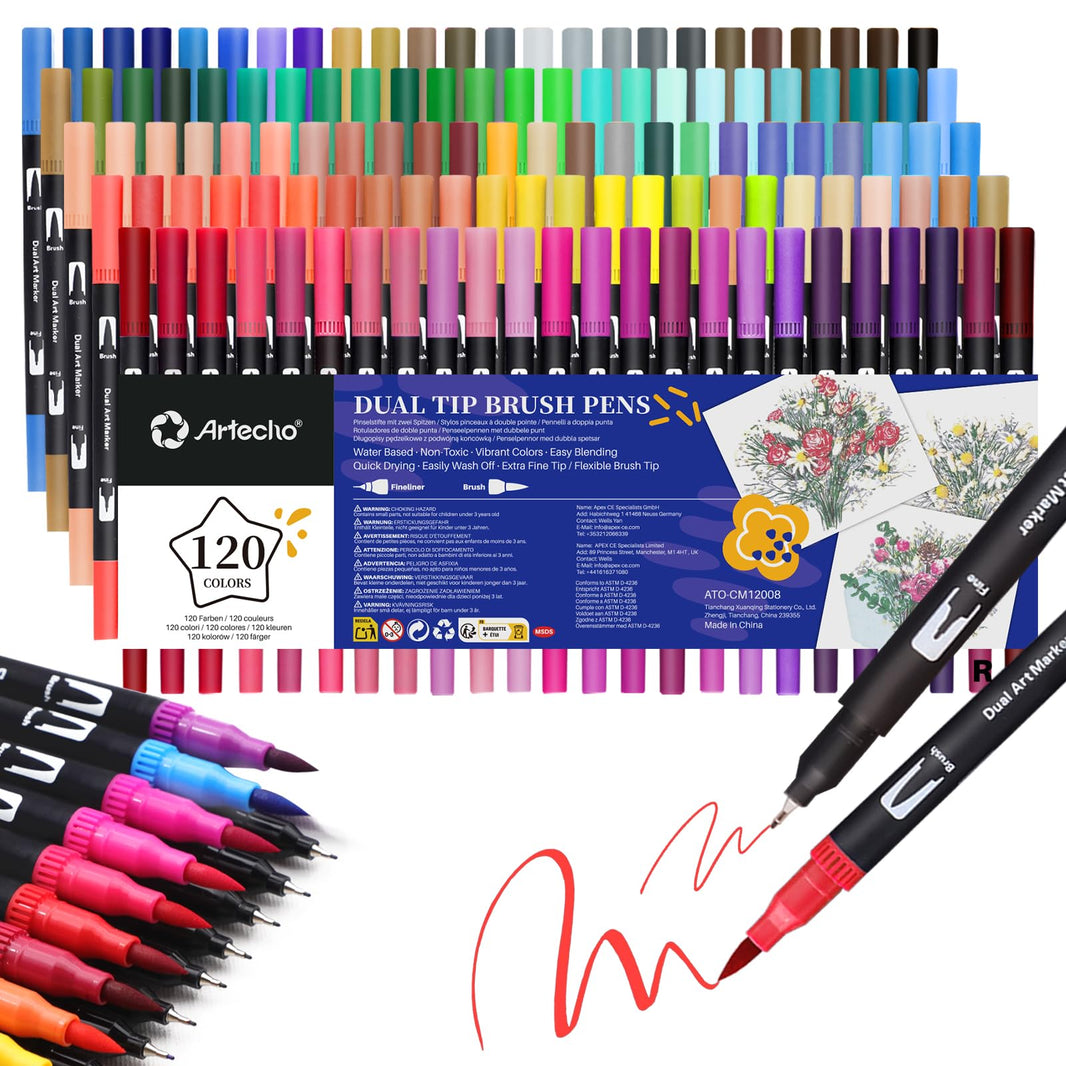 Dual-Tip Color Pens Set #Size_120 Colors