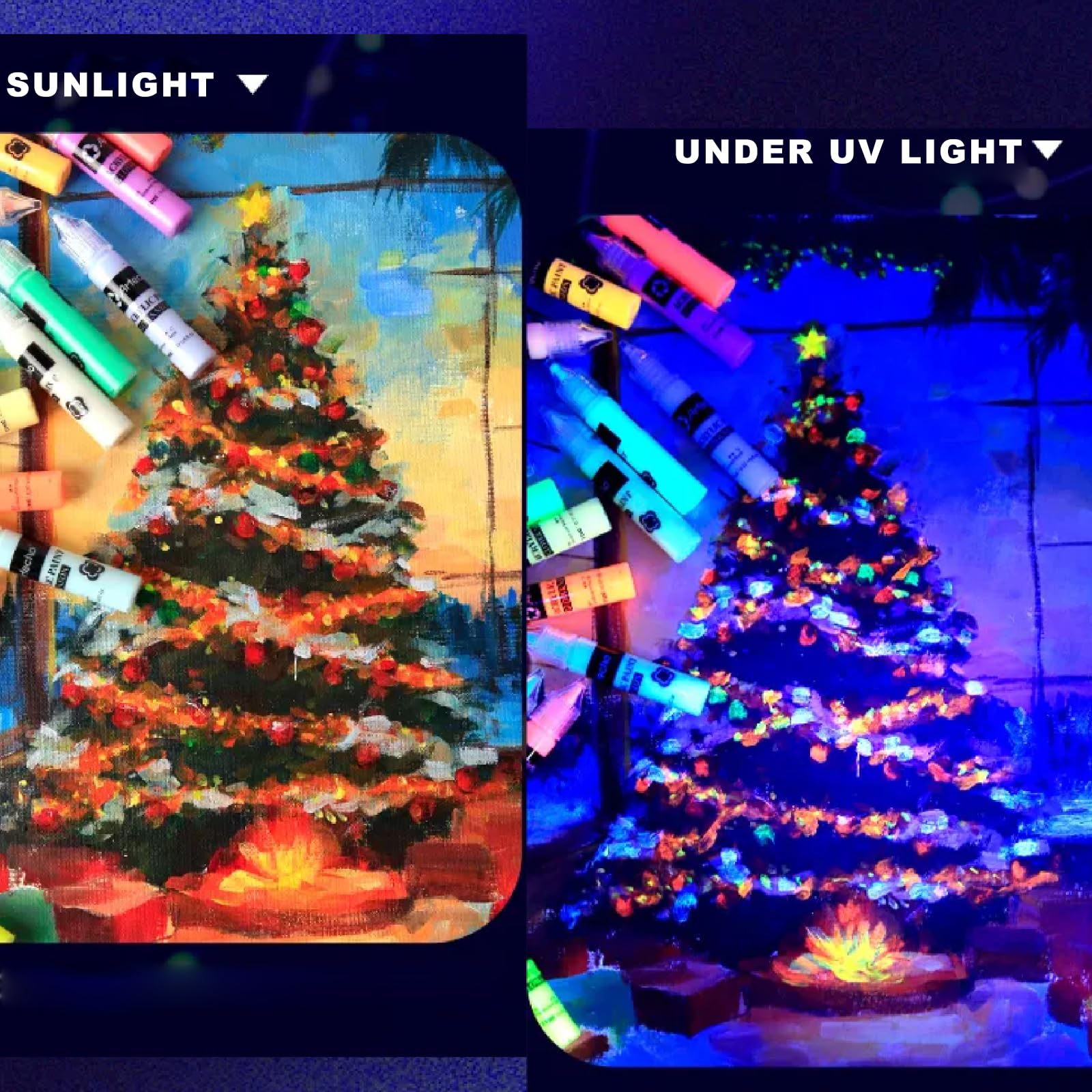 Glow in the Dark Acrylic Paint, 6 Colors (11ml / 0.37oz)