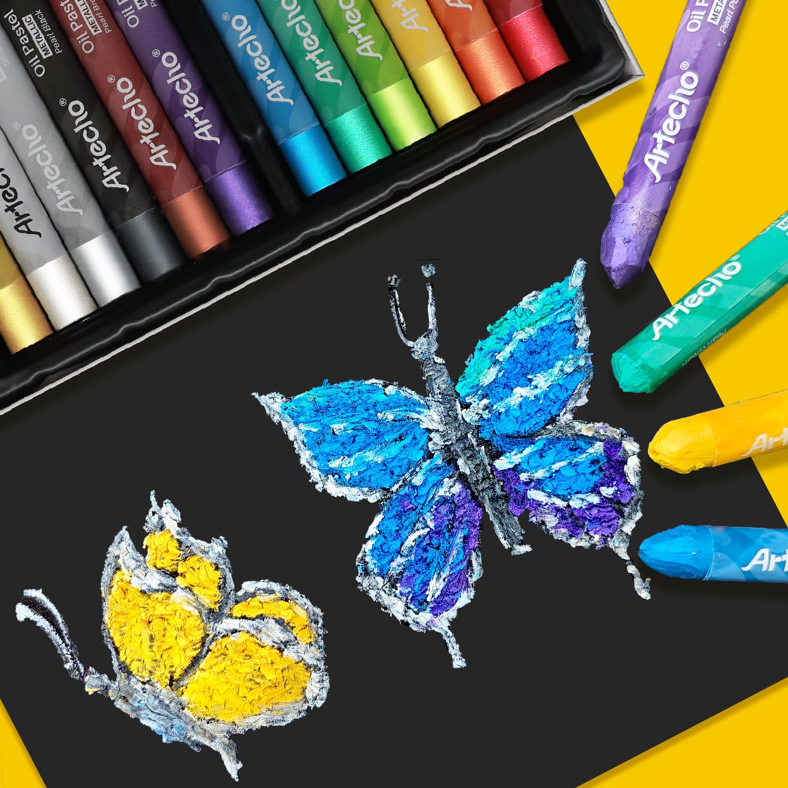 Metallic Soft Oil Pastels Set, 12 Colors (10x70mm)