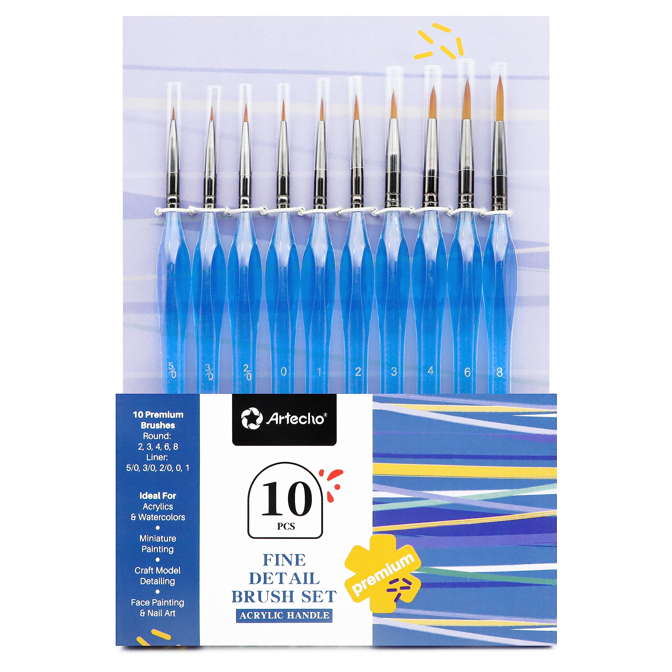 Detail Brush Set #Size_10 PCS Blue - ATO-AB1013
