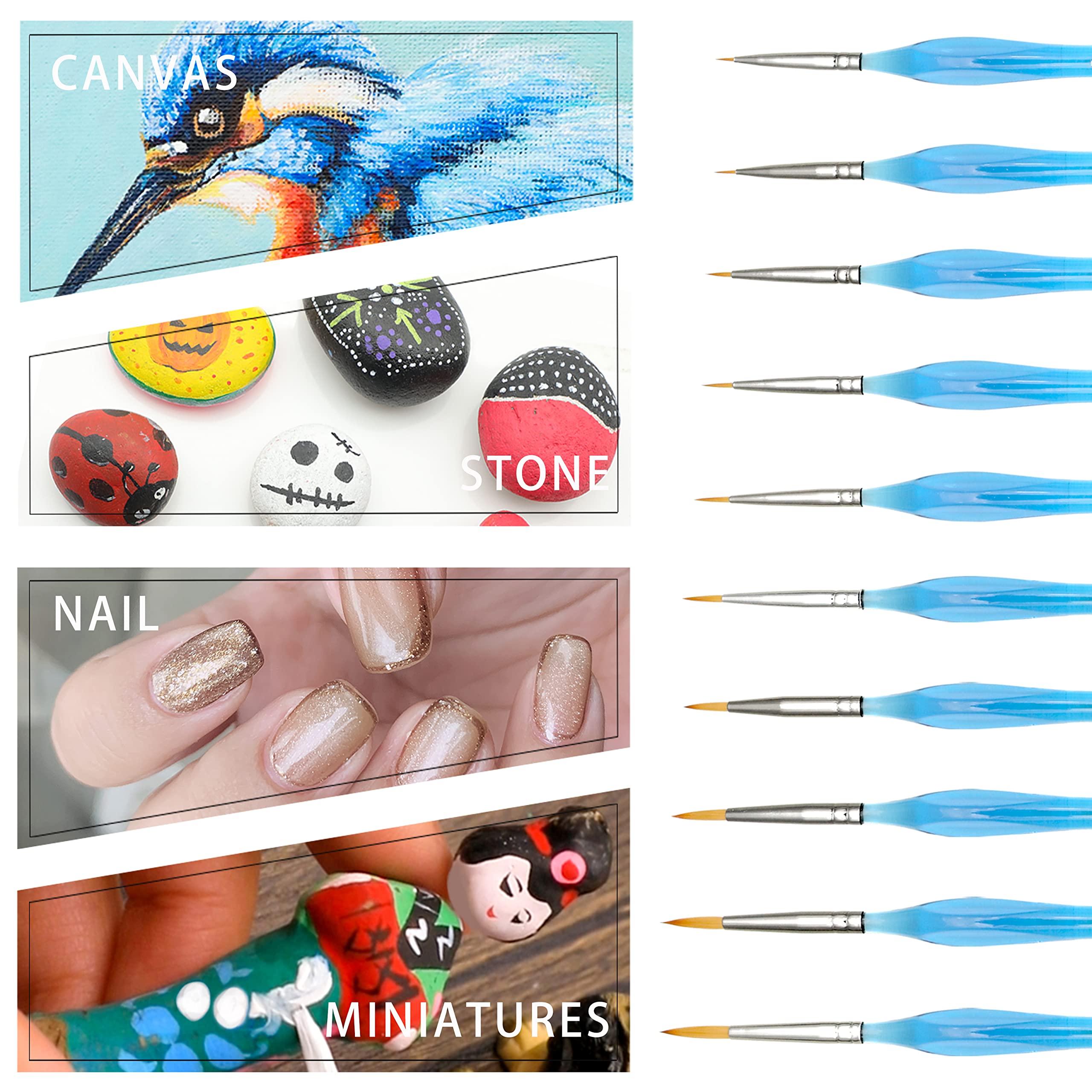 Detail Brush Set #Size_10 PCS Blue - ATO-AB1013-1