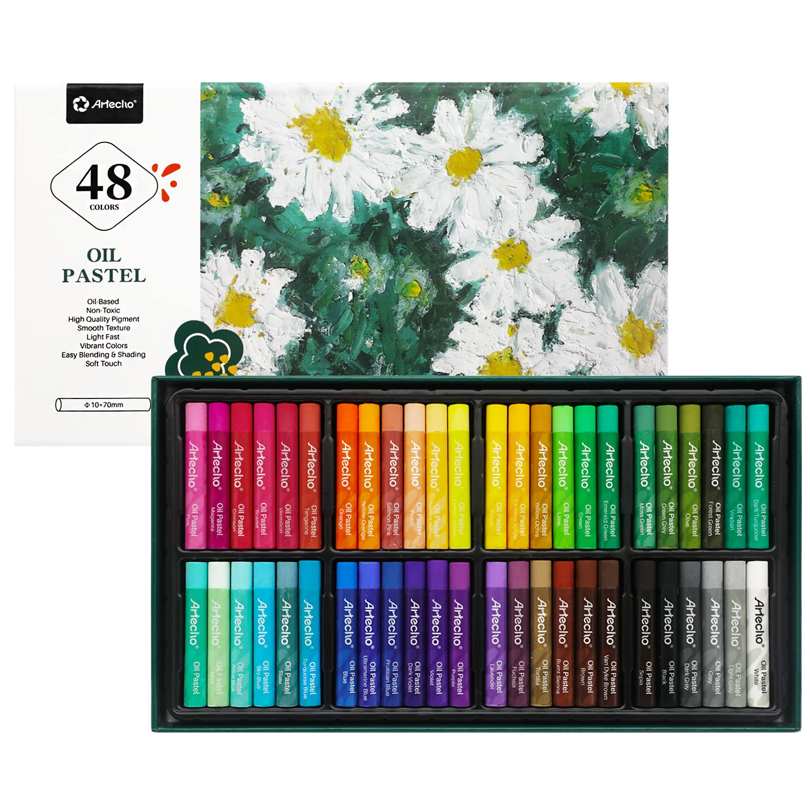 Soft Oil Pastels Set, 48 Colors (10x70mm)