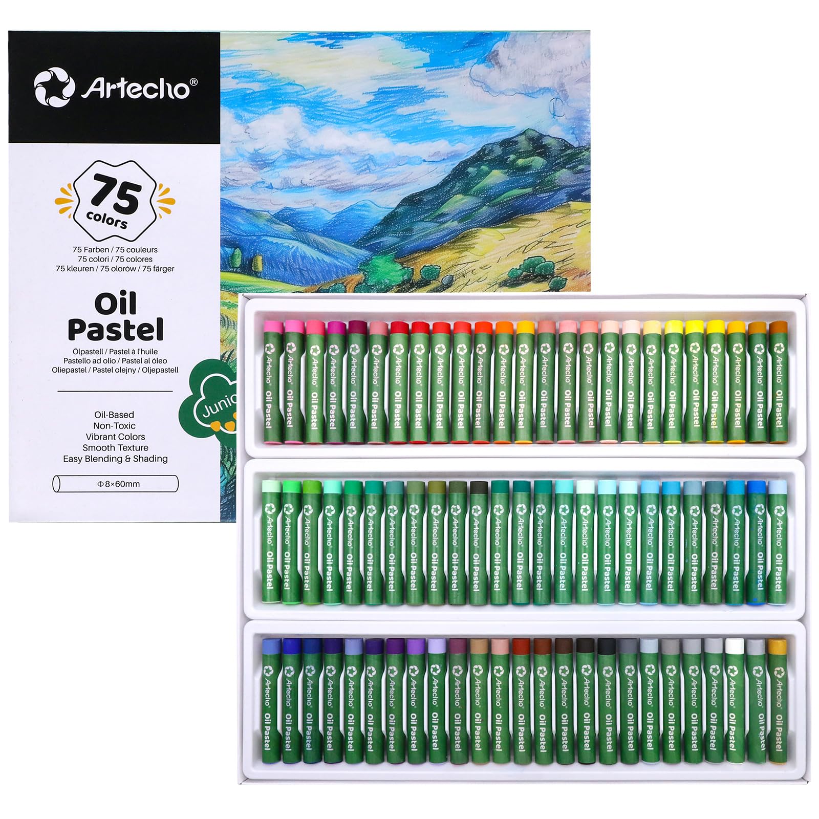 Oil Pastel Set 8mm #Size_8x60mm 75 Basic Colors 75 PCS