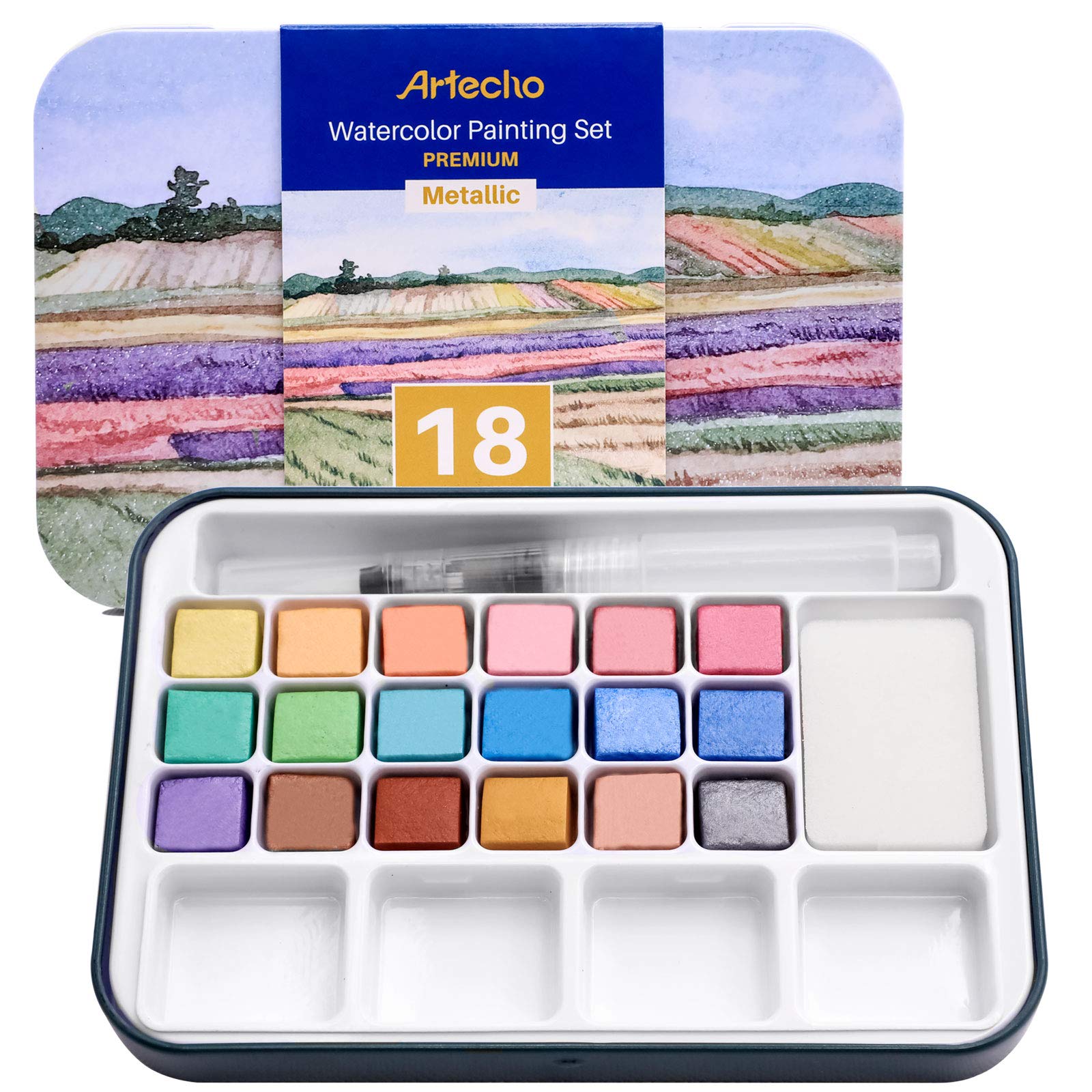 Watercolor Paint Set 100 Colors #Size_18 Metallic Colors
