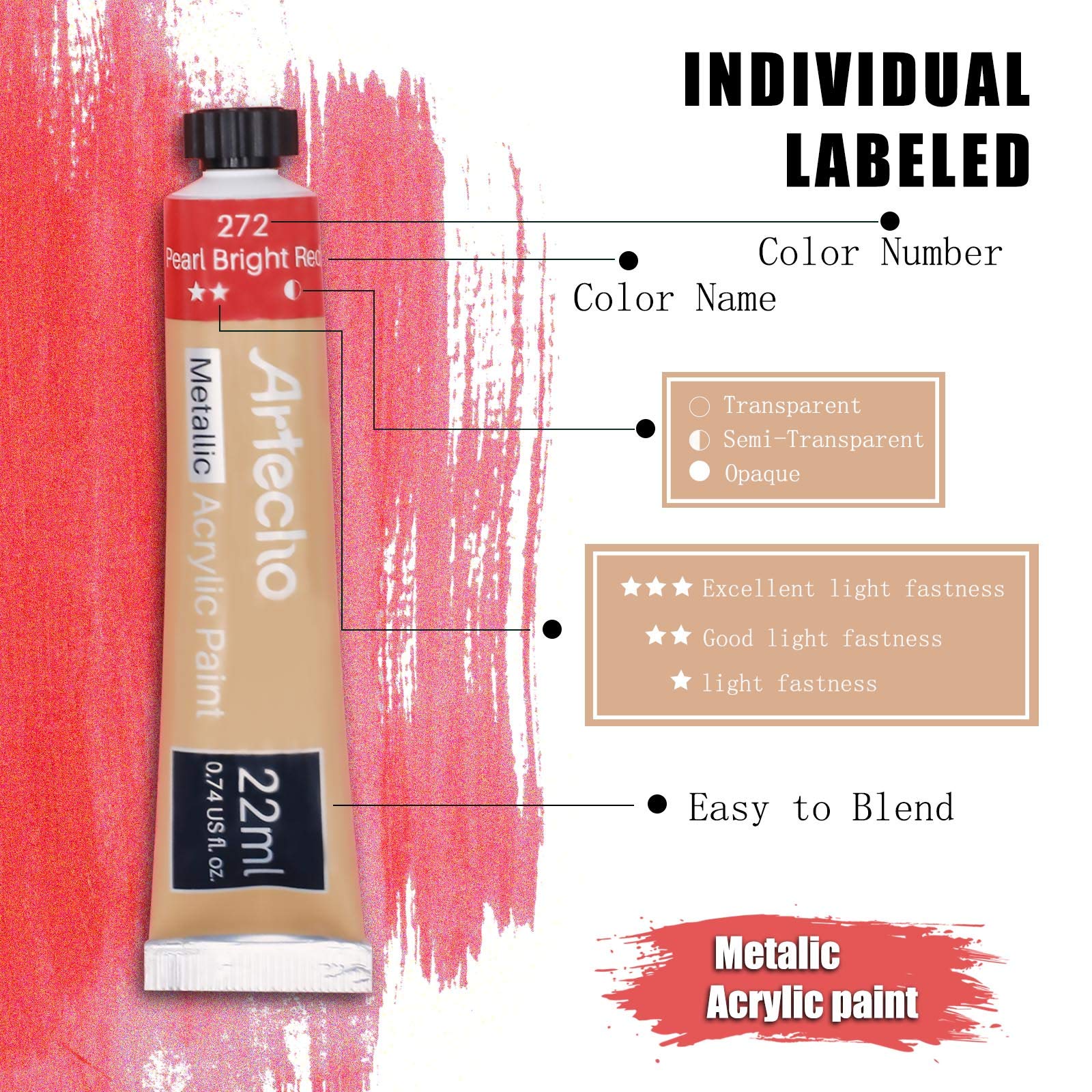 Acrylic Paint Metallic Set #Size_24 Colors (0.74oz)