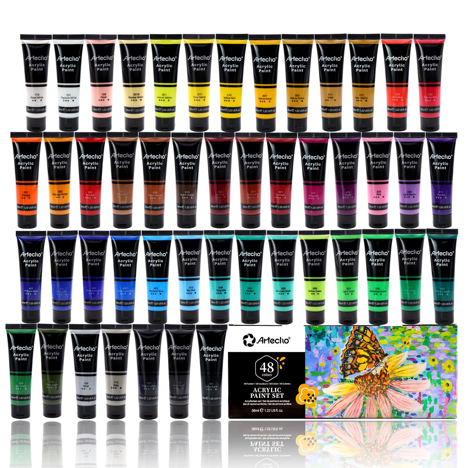 Acrylic Paint 36ml Set #Size_48 Basic Colors (36ml)
