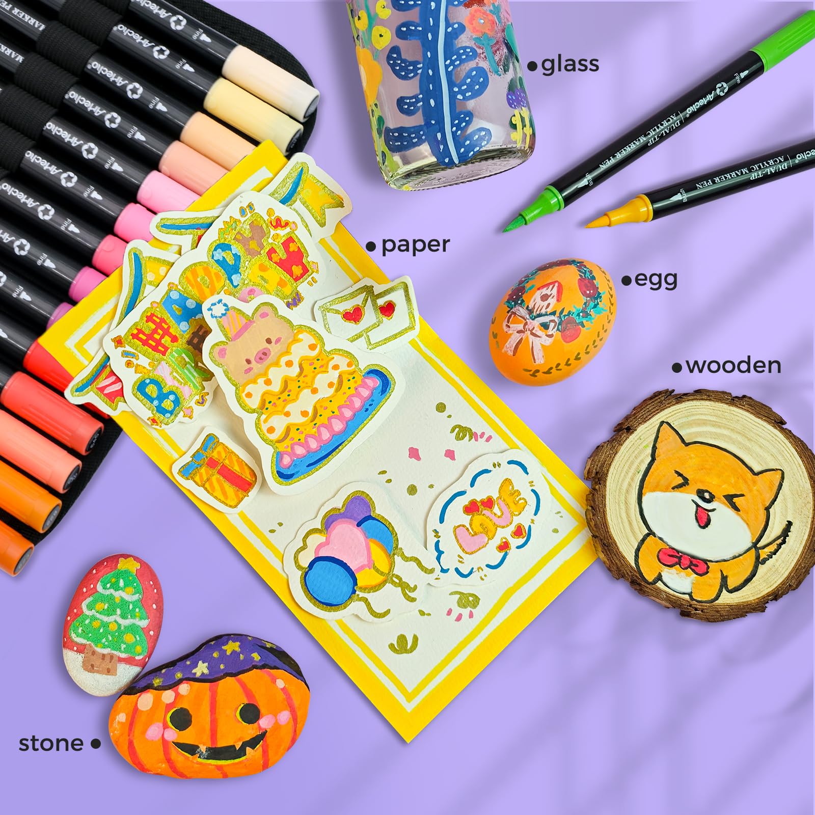 Dual Tip Acrylic Paint Markers with Bag, 120 Colors