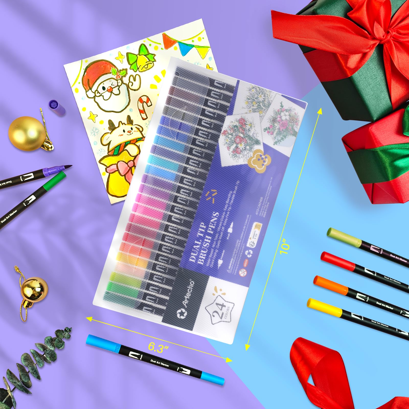 Dual-Tip Watercolor Pens Set #Size_24 Colors