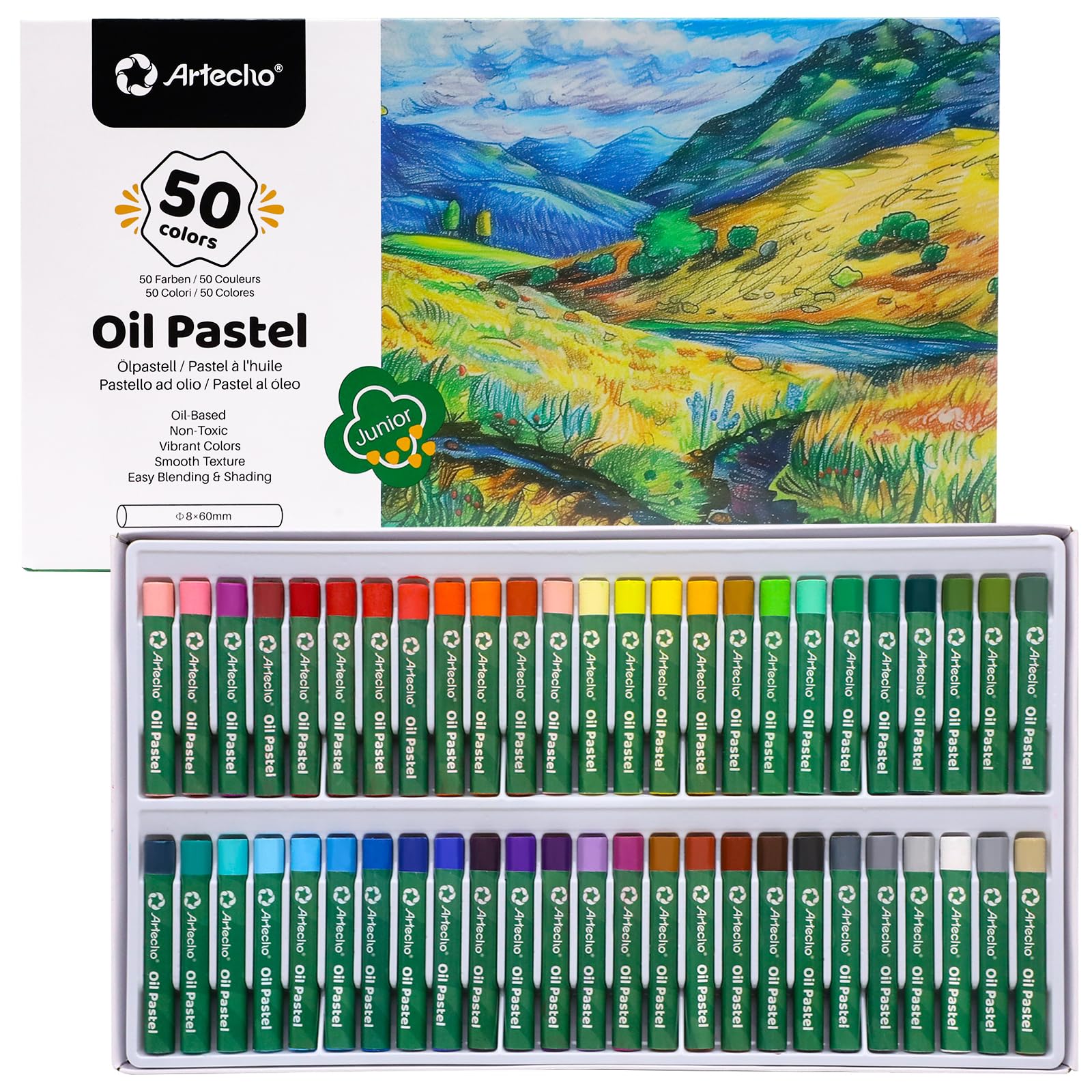 Soft Oil Pastels Set, 50 Colors (8x60mm)