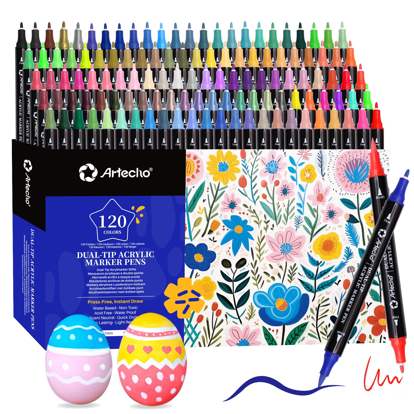 Dual Tip Acrylic Paint Markers, 120 Colors