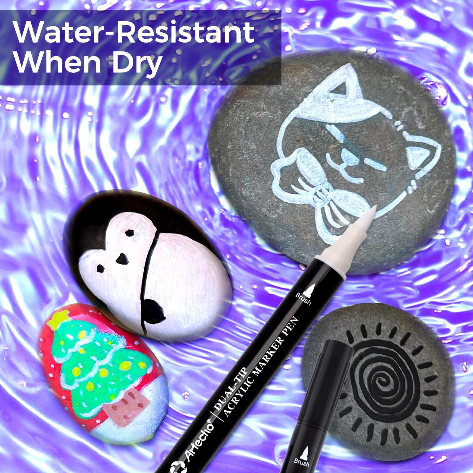 Dual Tip Acrylic Paint Pens, White (5 PCS)