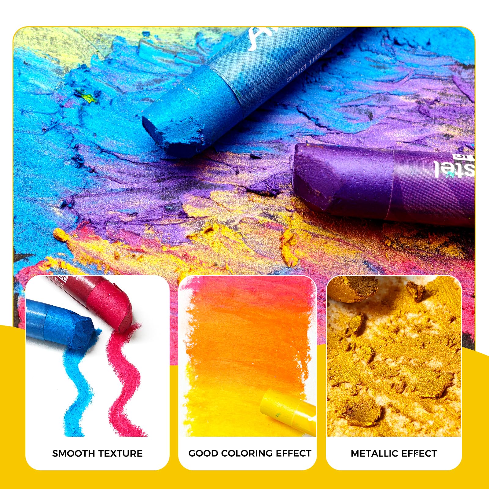Oil Pastel Set #Size_10x70mm 12 Metallic Colors