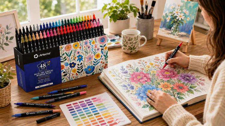 Adult coloring project with Artecho markers