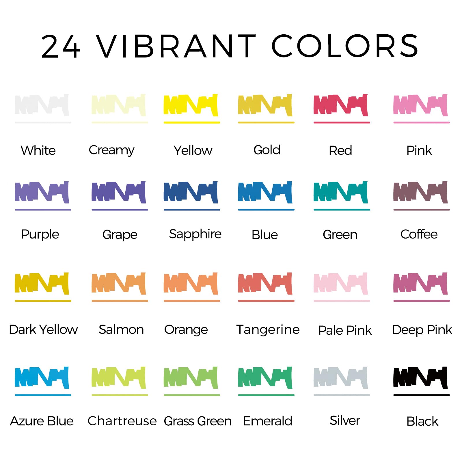 Dual Tip Acrylic Paint Markers, 24 Colors