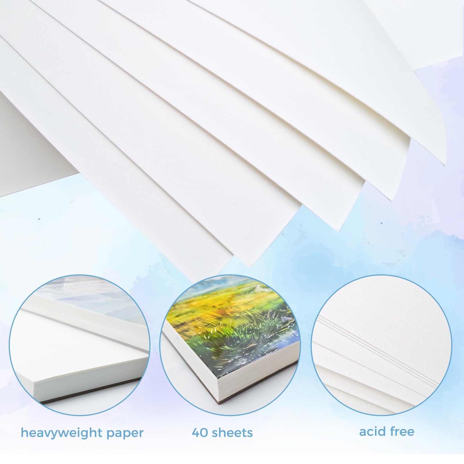 Watercolor Paper Pad with Brush & Pencil, A3, 40 Sheets (300gsm)