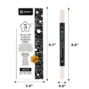 Artecho Dual Tip Acrylic Paint Pen White 5pcs set-Fine Tip and Brush Tip