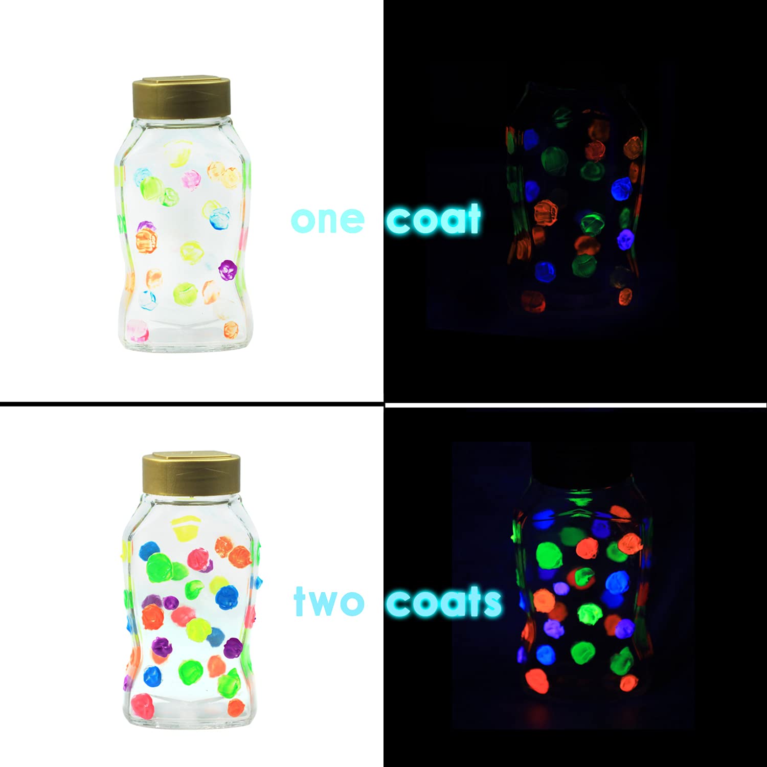 Glow in the Dark Acrylic Paint, 6 Colors (59ml / 2oz)