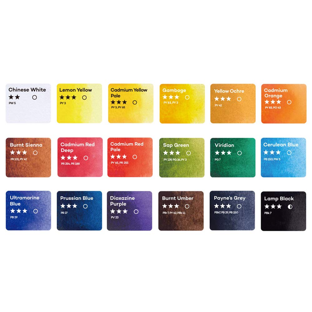 Watercolor Paint Set 100 Colors #Size_18 Basic Colors