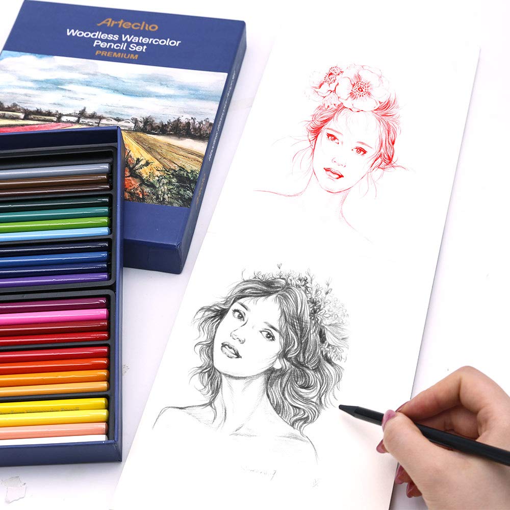 Woodless Pencil Set #Size_24 Colors Watercolor 25 PCS