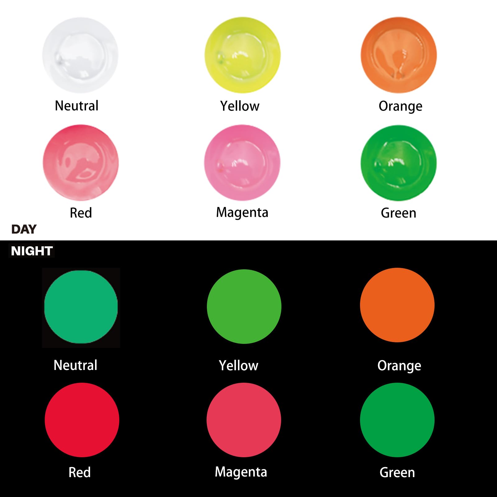 Glow in the Dark Acrylic Paint, 6 Colors (11ml / 0.37oz)