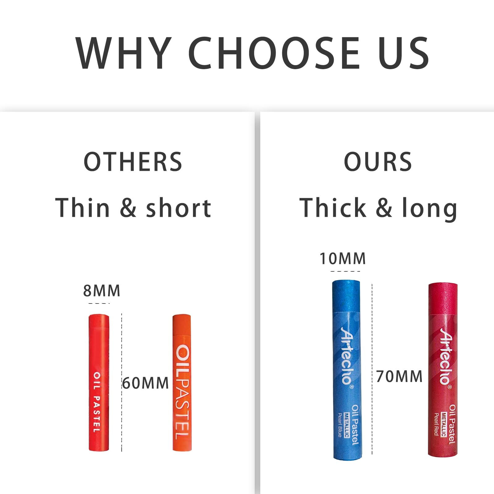 Metallic Soft Oil Pastels Set, 12 Colors (10x70mm)