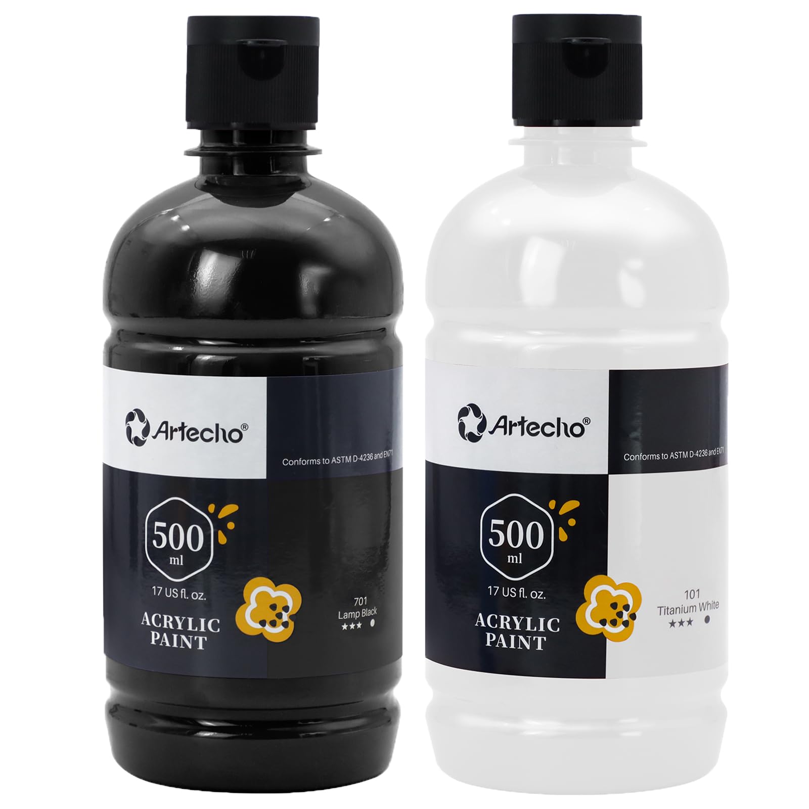 Acrylic Paint 500ml Set #Color_White and Black